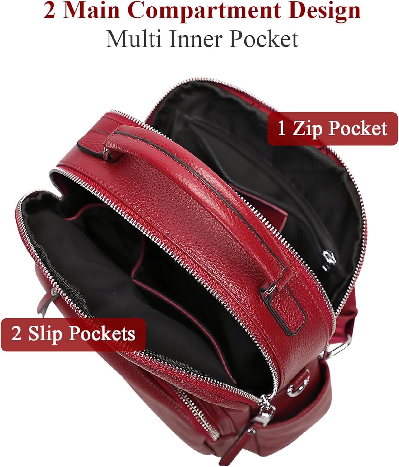 ALTOSY Genuine Leather Backpack for Women Small Convertible Backpack Purse Ladies Shoulder Bag 4 in 1 to Carry - Image 7