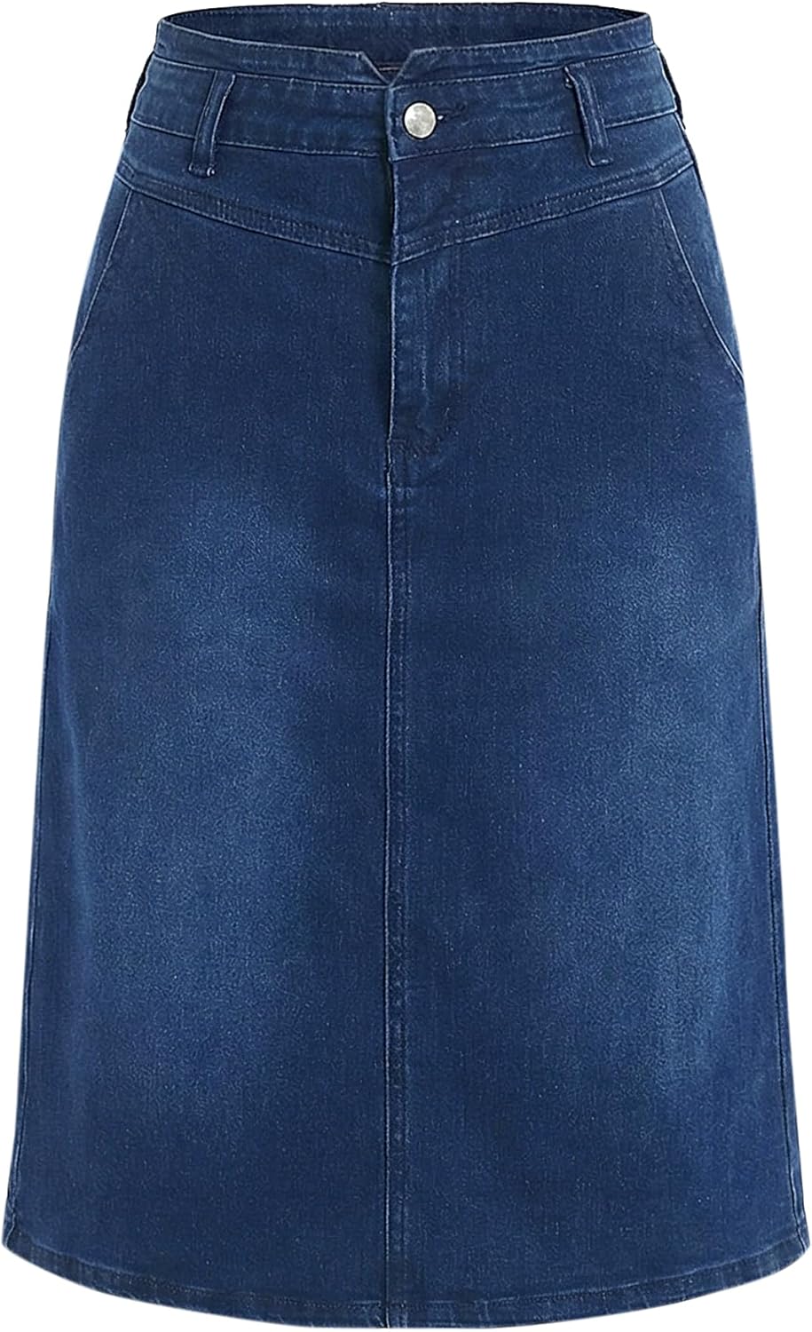 Allegra K Denim Skirt for Women Casual Back Slit Stretchy High Waisted Below Knee Length Jean Skirt