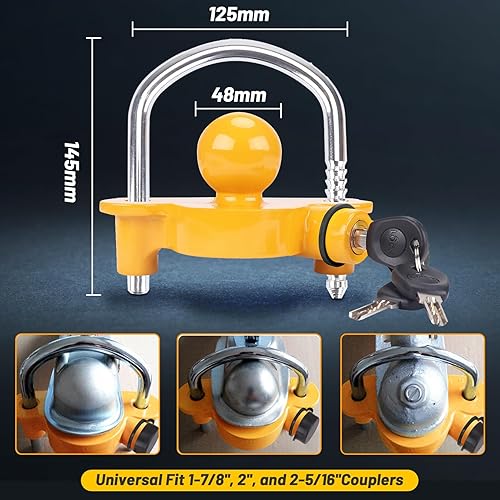 Miniatura 5 de Turnart Trailer Lock, Hitch Lock, Trailer Hitch Lock, Trailer Coupler Lock, Trailer Tongue Lock, Adjustable, Heavy-Duty Steel, Universal Size Fits
