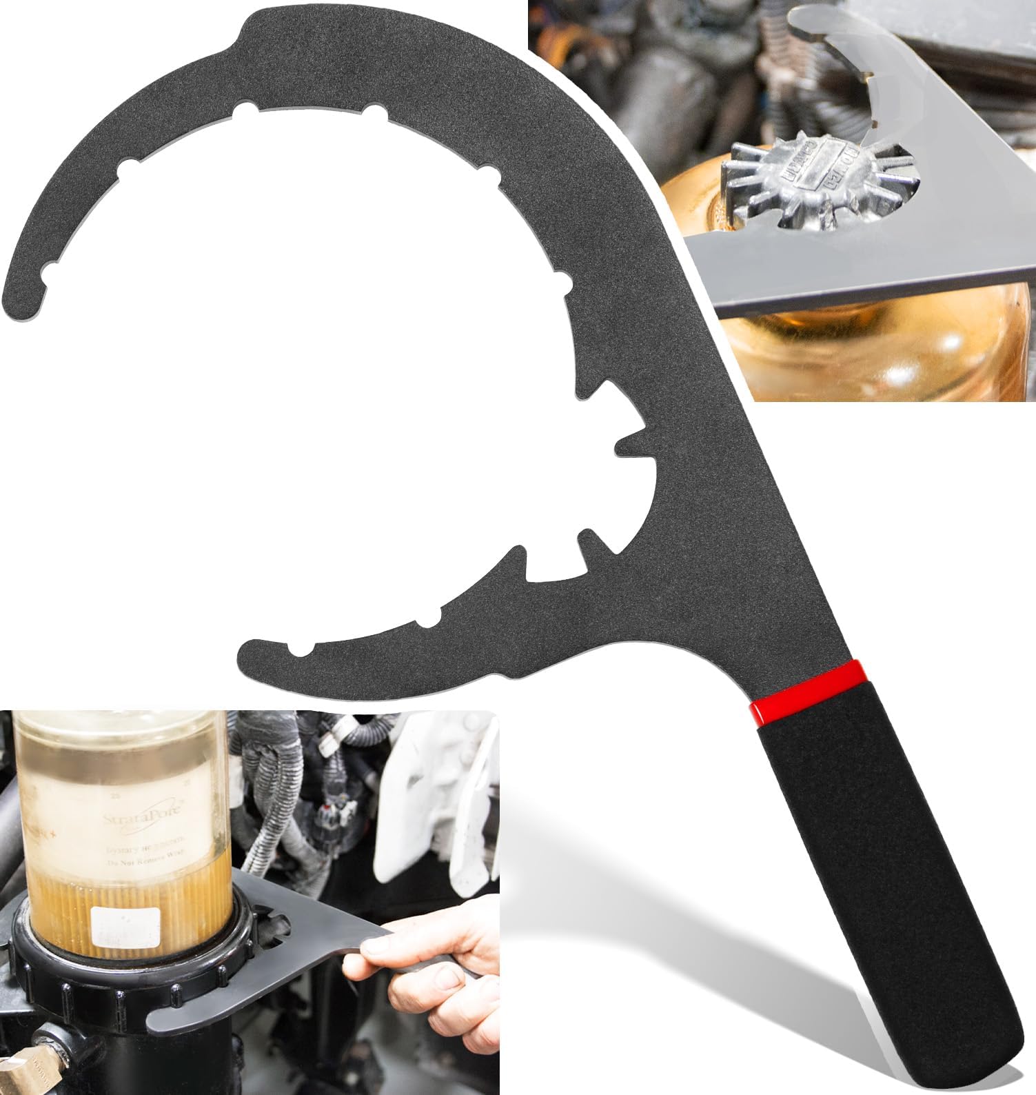 sixcow 5" 61090 Diesel Fuel Filter Wrench for 5" Davco Diesel Pro 230, 232, 233, 234, 242, 243, Shop Pro ST, Class 4 5 6 Truck, Pickup Truck, Fuel Flow Rate up to 60 GPH, Oil Filter Removal Tool