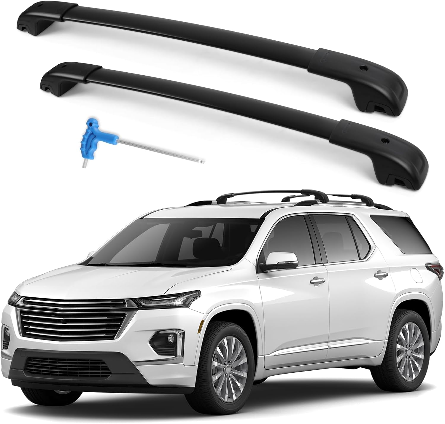 Roof Rack Cross Bars Compatible with Chevrolet Chevy Traverse 2022-2026, 300LBS Heavy Duty Adjustable Aluminum Cargo Bar for Rooftop Carrier, Cross Bars for Luggage, Kayak, Canoe, Bike, Snowboard