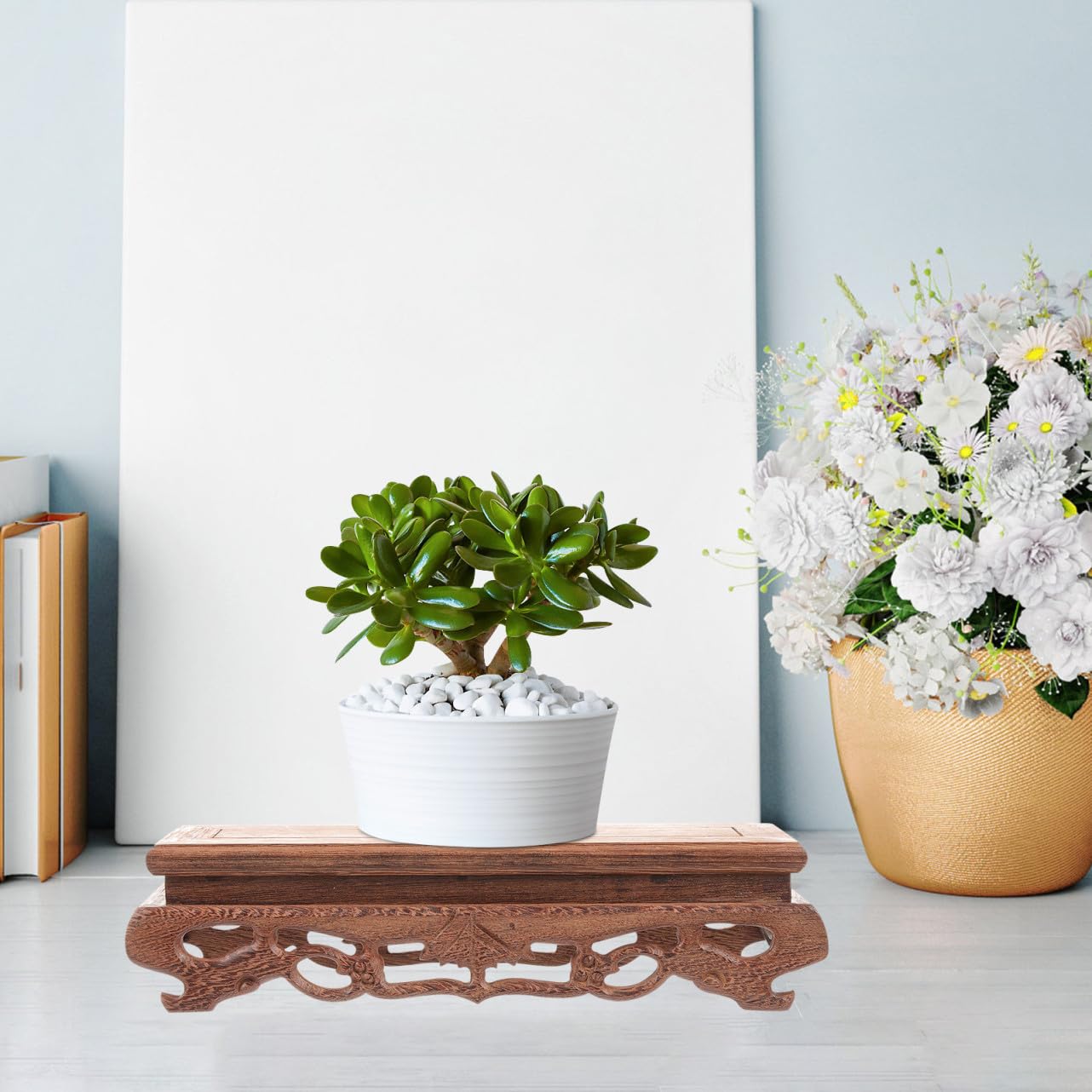 SHINEOFI Base Capacità di Carico e Resistente alla Deformazione in Legno Rettangolare per Espositore da Tavolo per Acquari e Vasi Decorativi