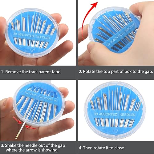 Miniatura 4 de Hekisn 30 agujas de coser a mano de alta calidad, 6 tamaños, 30 unidades, agujas de coser surtidas, agujas de coser para reparación de costura a