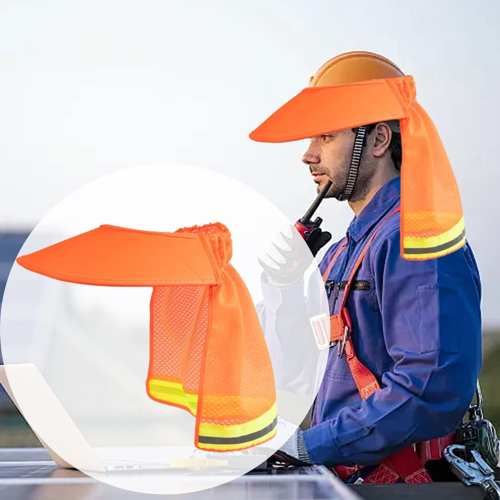 Parasol pour Casque De Sécurité, Parasol en Maille À Bord Complet avec Bande Réfléchissante, pour Chantier De Construction Extérieur Et Extérieur À Long Terme, Haute Visibilité