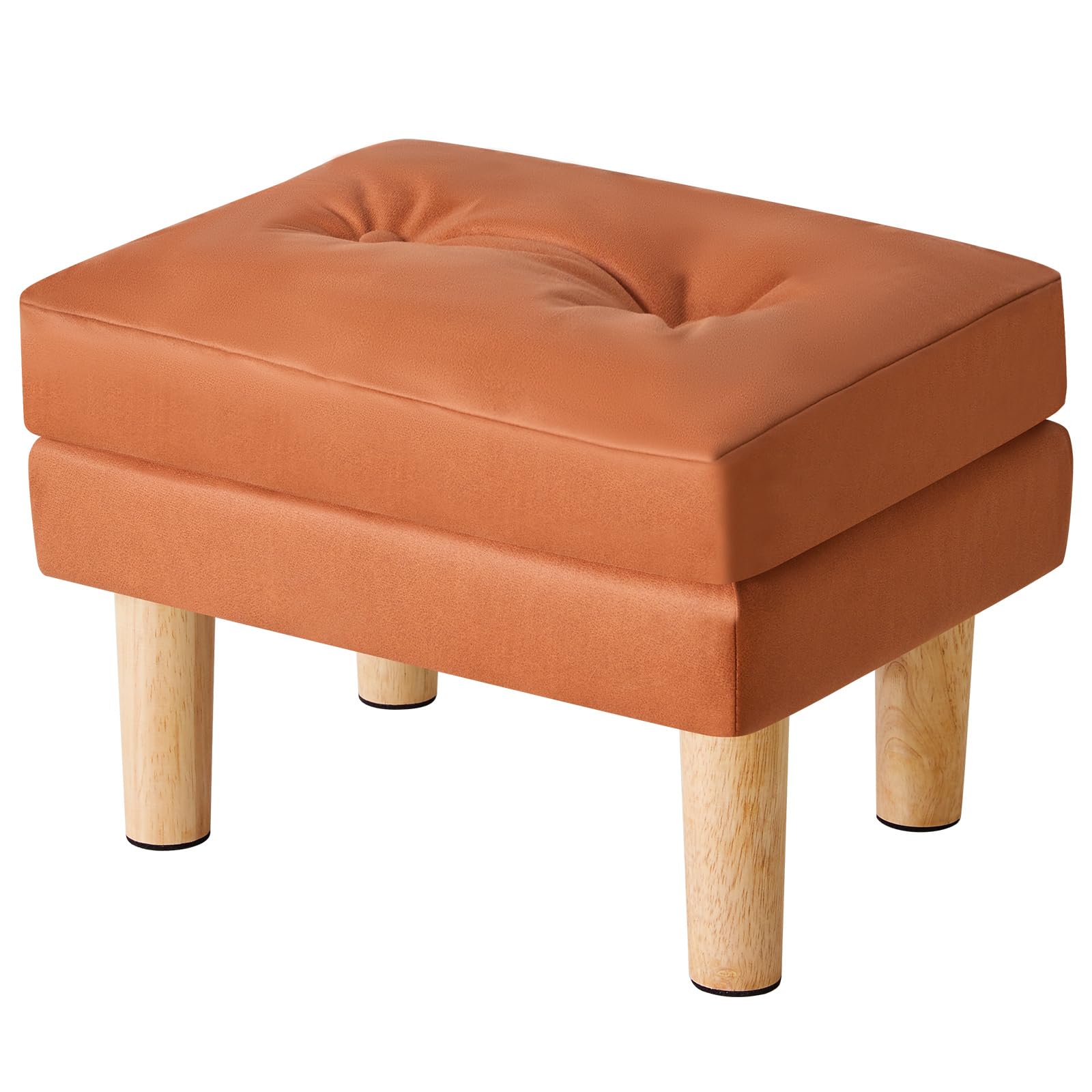 YMYNY Poggiapiedi, Pouf in Ecopelle, Superficie Morbida Rimovibile, Moderno e Sgabello per Camera da Letto, Soggiorno 41.5 x 31.5 x 32CM Arancione HBD041J