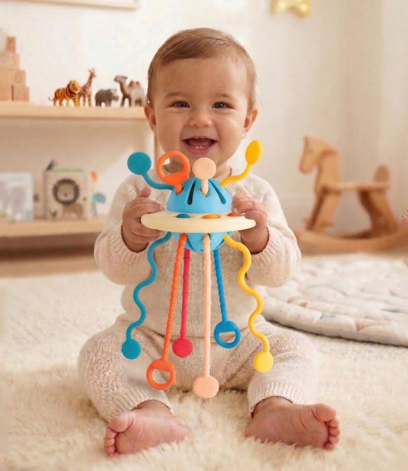 Play Nation UFO Teether Toy for Babies, Soft Silicone Animal Teething Rattle, Safe & BPA-Free, Easy-to-Hold Design for Gum Relief, Early Learning Toy for Infants & Toddlers, Ideal for Gifting-image-9