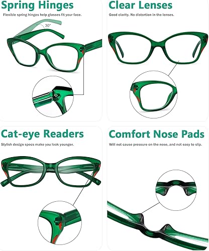 Miniatura 4 de Eyekepper Gafas de lectura para las mujeres Cateye Ladies Readers - Verde +1.75