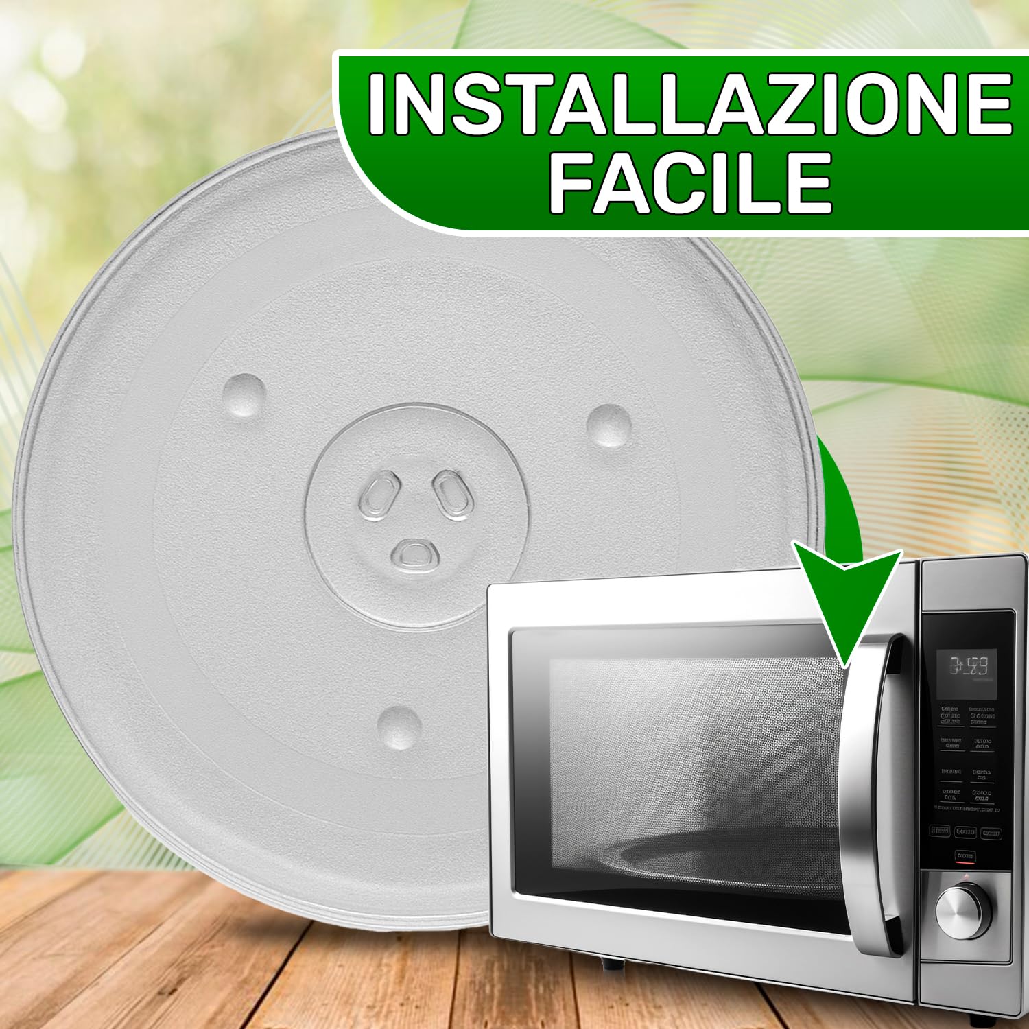 Piatto Microonde Ø 31,5 cm con 3 Gambe di Supporto con Codice Originale 49016762 per Candy - Piatto Vetro Microonde 315 mm in Vetro Temperato Resistente al Calore Resistente - ONIX TECH