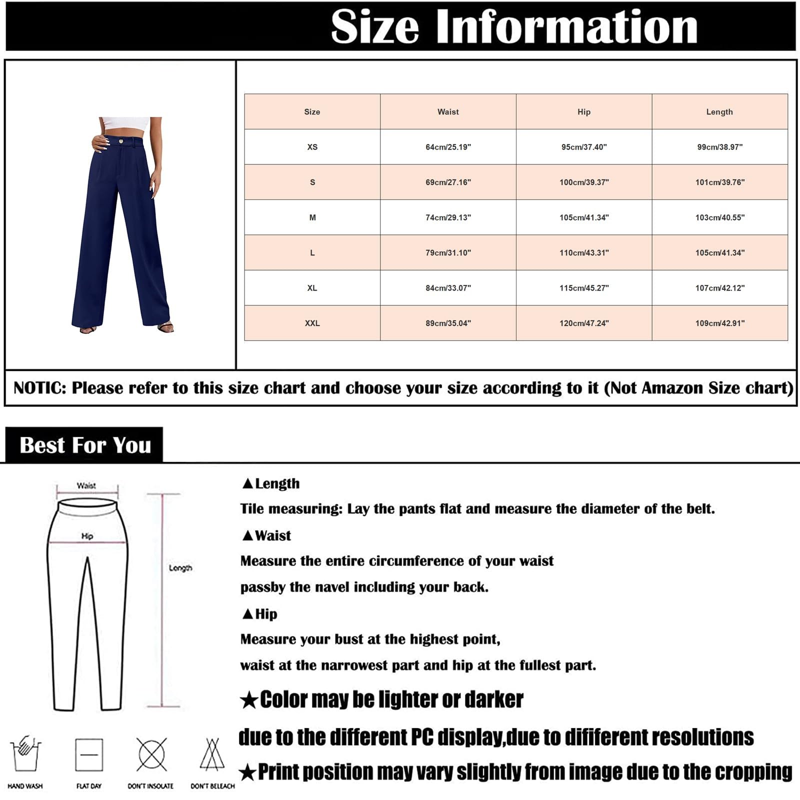 Generisch Pantalon d'été pour femme, léger et aéré, élégant, jambe droite, taille haute, stretch, pantalon de costume, pantalon de loisirs fin, pantalon de loisirs avec poches, confortable, jambe