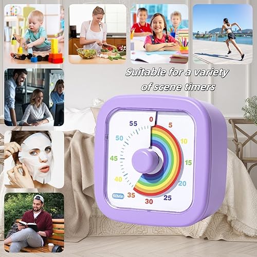 Miniatura 2 de Temporizador visual para niños, lindo arcoíris, temporizador de cuenta regresiva de 60 minutos, gestión del tiempo para niños y adultos,
