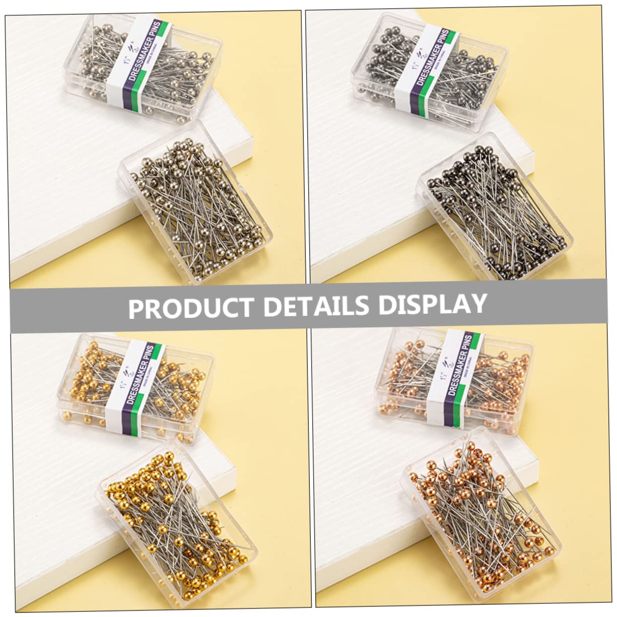 SHINEOFI 2000pezzi Spilli Da Cucito Eleganti Con Testa Piena Per Decorazioni e Progetti Fai Te Di Spilli Per Bouquet e Abbigliamento