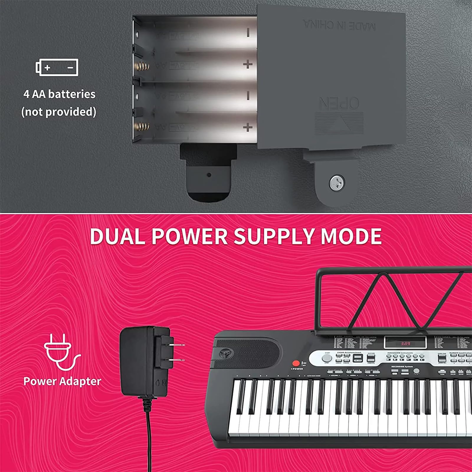 Tragbares Digitalpiano für Anfänger mit 61 Tasten, 3 Unterrichtsmodi, LCD-Display und umfassendem Zubehörset