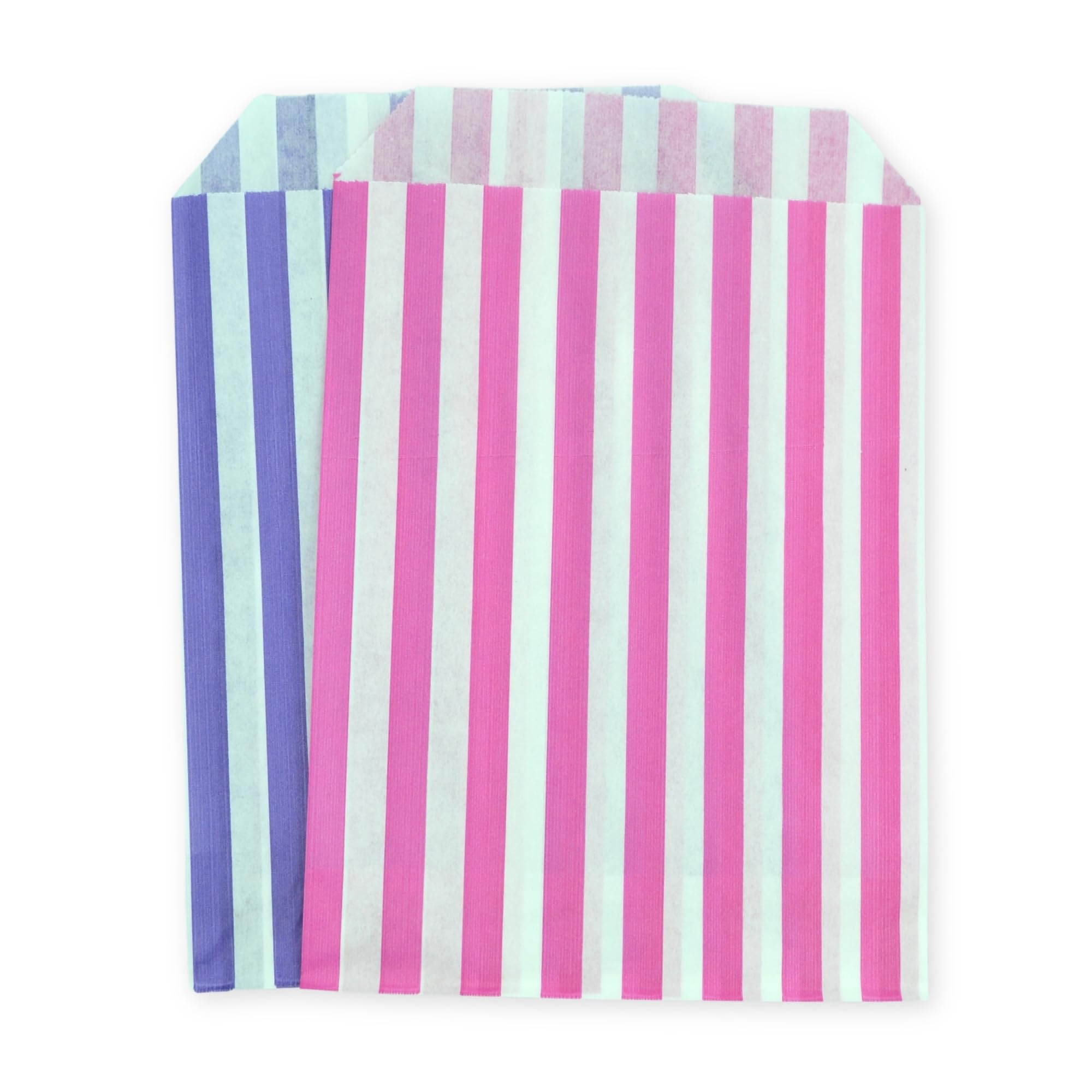 celloexpress 7" x 9" Purple & Pink Striped Paper Sweet Bags - Classic Confectionery Gift Shop Goodie Party Bags (Pack of 500)