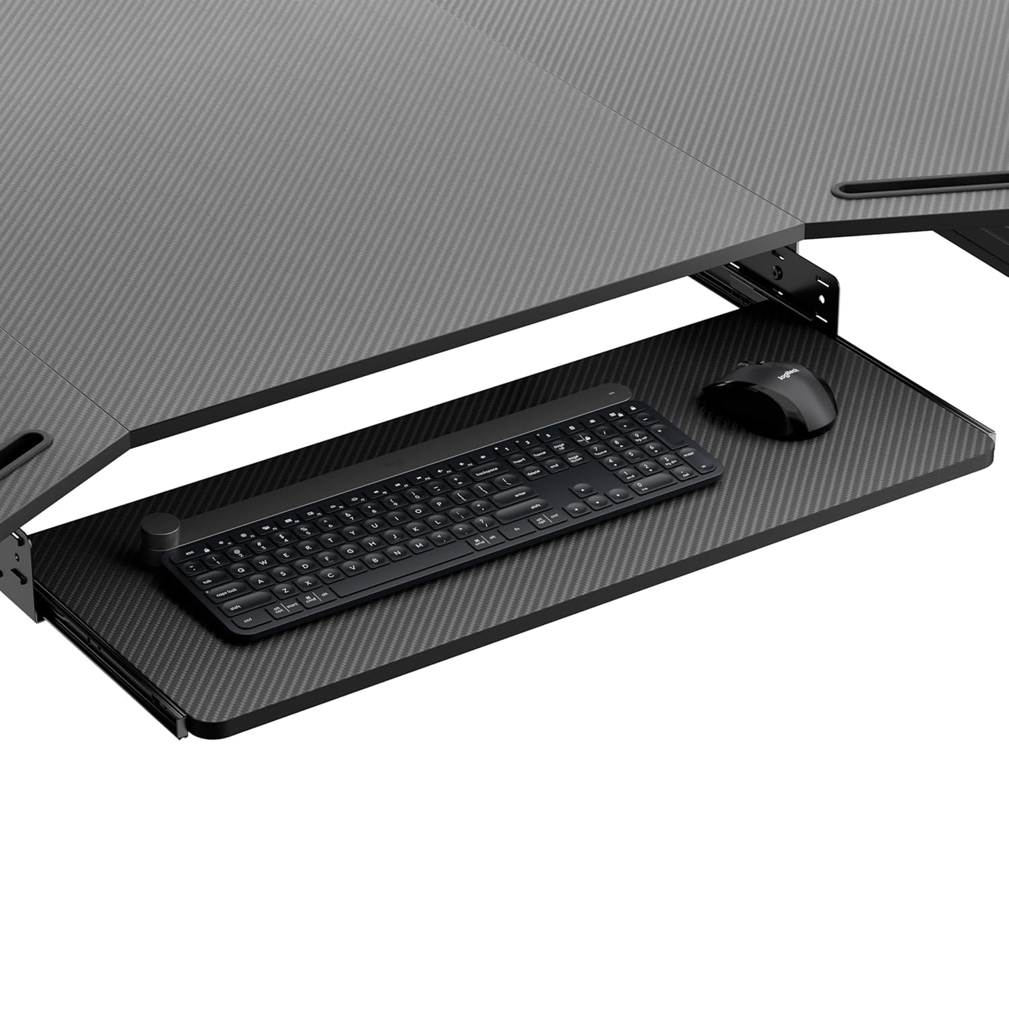 EUREKA ERGONOMIC Support Clavier Coulissant Réglable sous Bureau, Plateforme Coulissante 71 x 28 cm pour Clavier et Souris, Tiroir en Bois pour Bureau à Domicile, Noir
