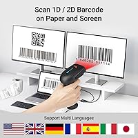 Vista 6 de Tera Escáner de código de barras inalámbrico 1D 2D QR con soporte: indicador de nivel de batería 3 en 1 funciona con Bluetooth 2.4G inalámbrico USB