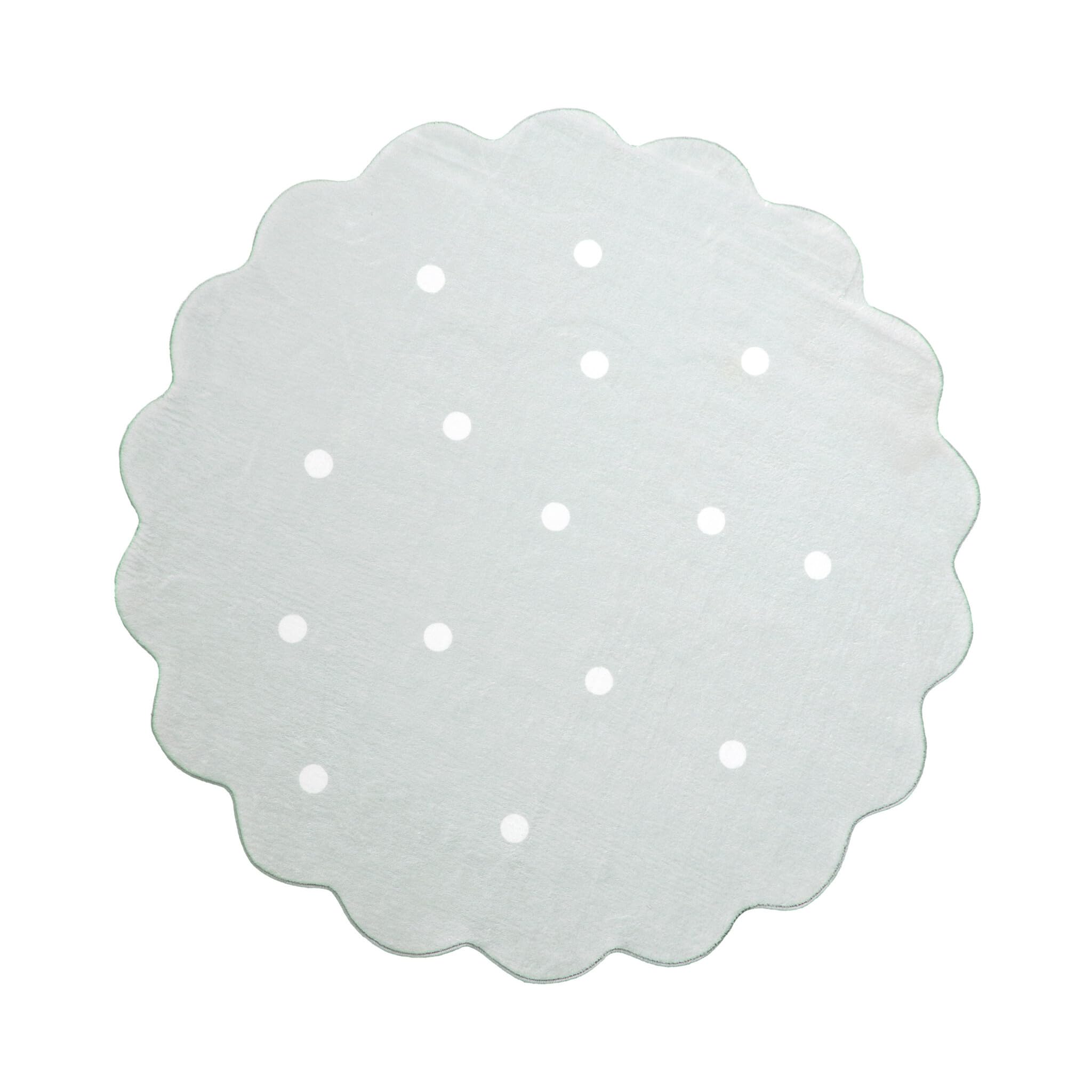 Little Olly Teppich Kinderzimmer Rund - Cloudy Dots Minze - Ø 160 cm