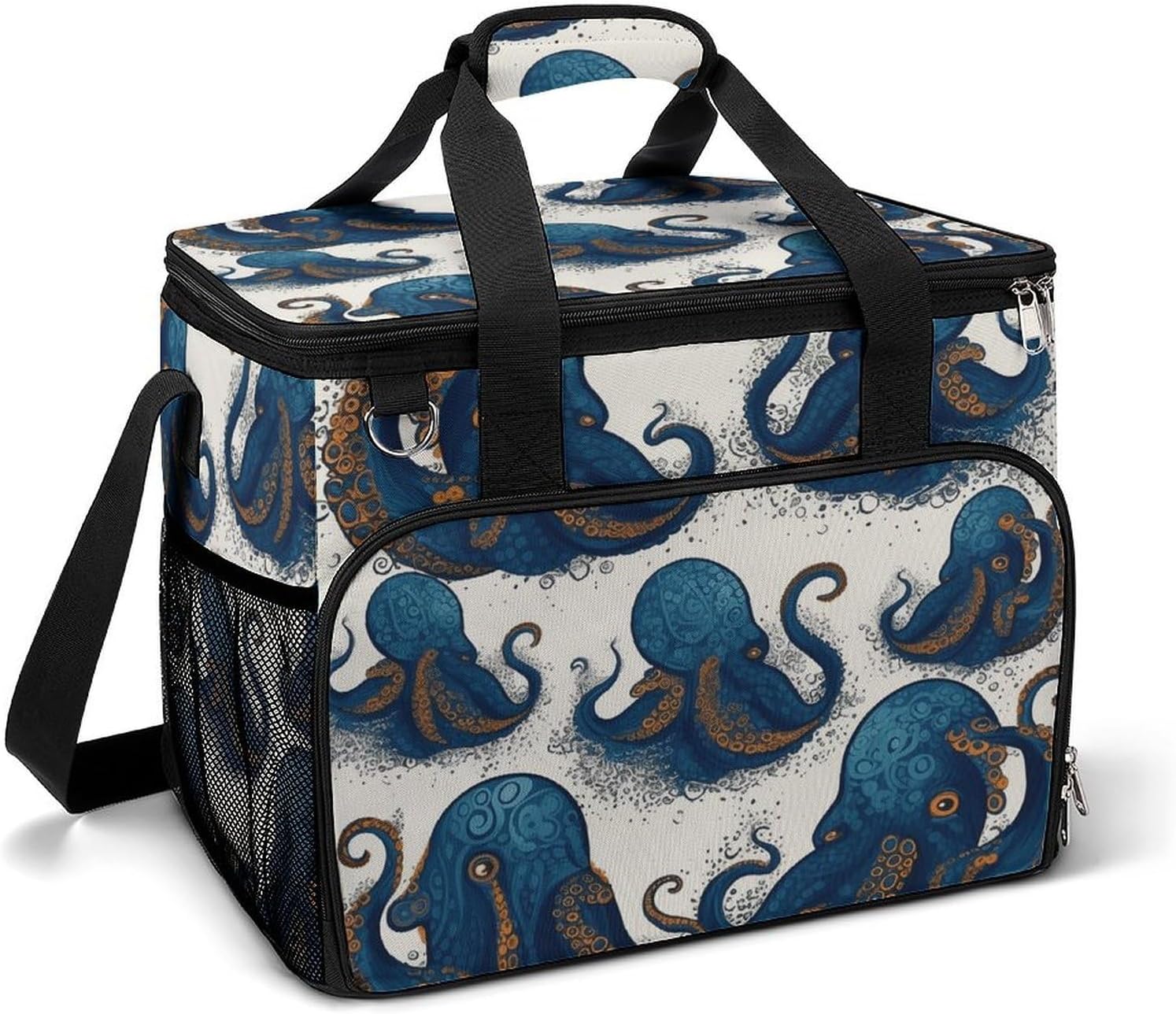 Large Capacity Oxford Cloth Tentacles Octopus Printed Camping Ice Bag, Outdoor Portable Insulation and Cooling Bag, Suitable for Outdoor Camping and Picnics