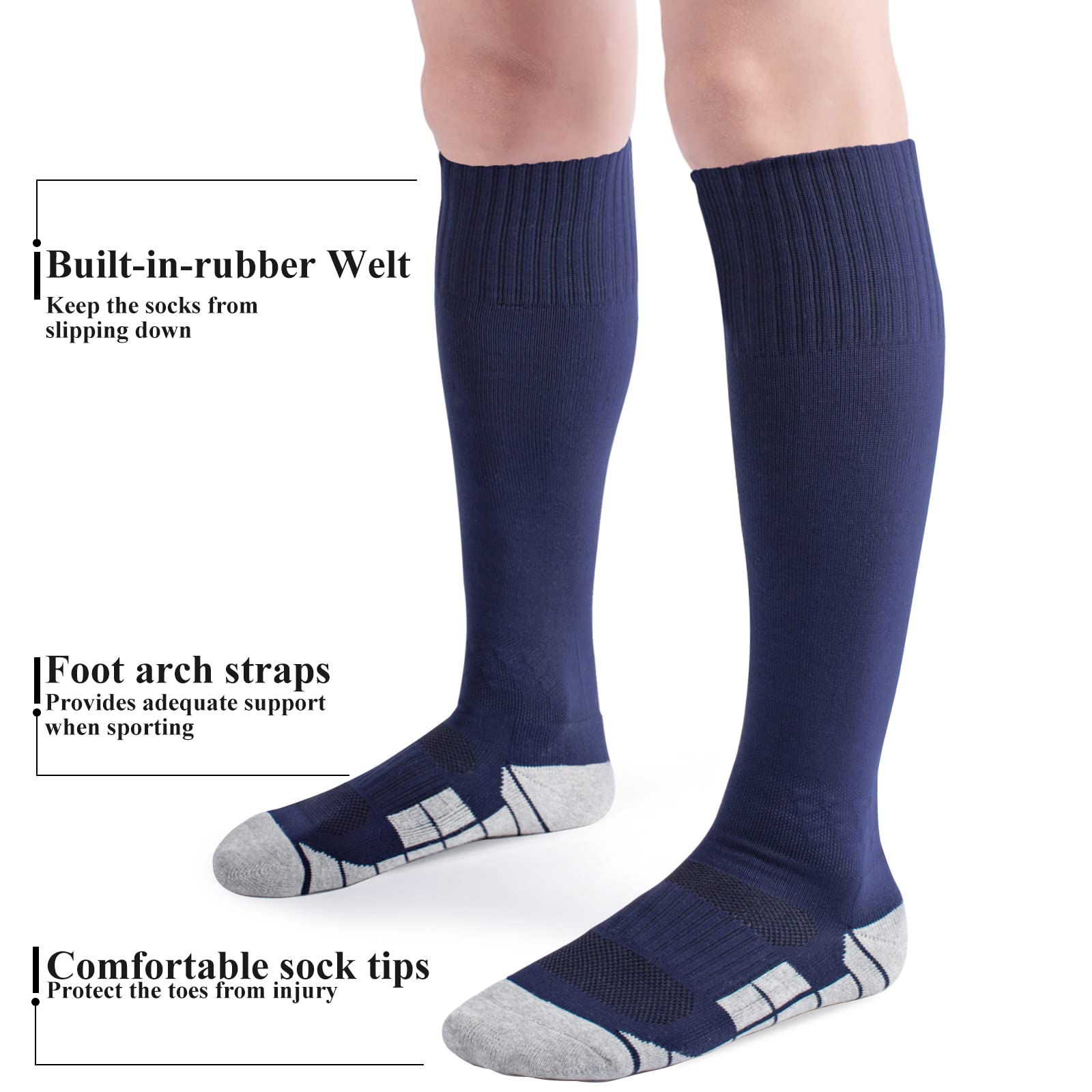 4er-Pack Softball-Baseballsocken für Jugendliche, Kinder, Erwachsene