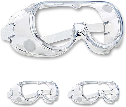 ATERET Gafas de seguridad protectoras antivaho I Gafas ligeras ajustables con lentes transparentes I Gafas de protección contra salpicaduras químicas