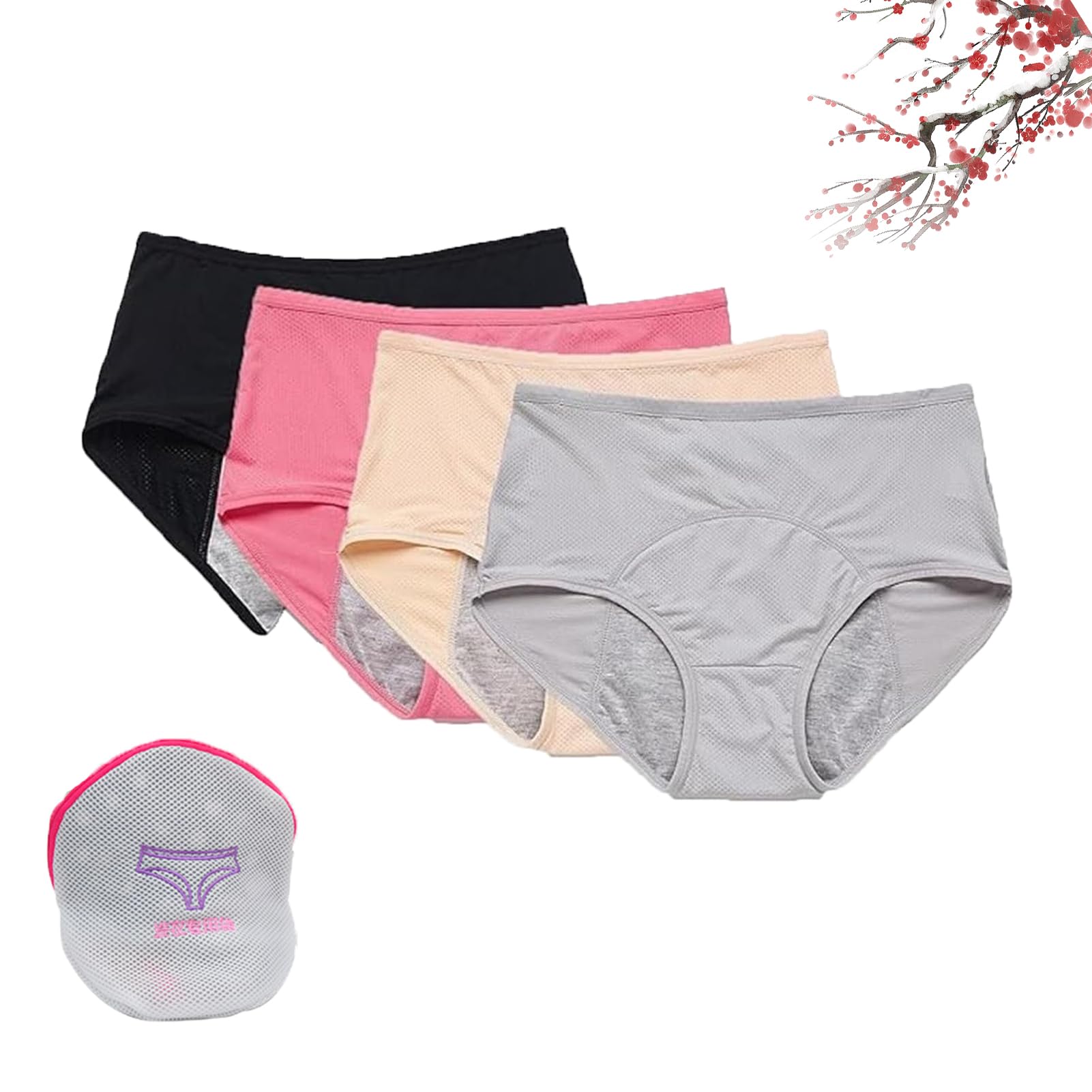 Hopasrisee Women's 4Pcs-F Everdries Leakproof Underwear, Everdries Leakproof Panties For Over 60 Incontinence, Plus Size Briefs (,5Xl)