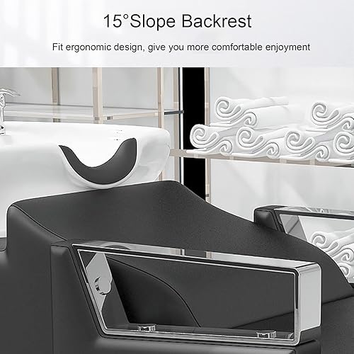 Miniatura 3 de ReligWan Cama de champú minimalista semiacostada dedicada silla de champú de peluquero silla de fregadero de cerámica para champú para equipo de