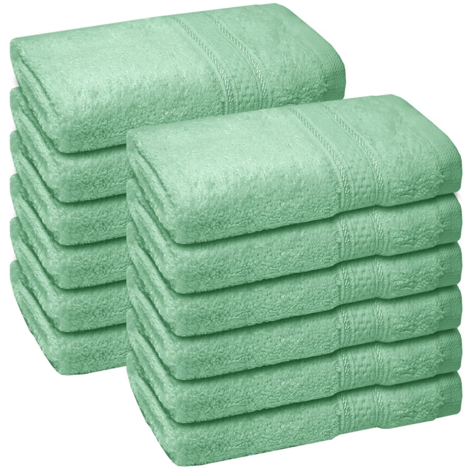 ZZZMRH Washcloths Cotton Pack of 12 Facecloths, Super Soft - Quick Dry & Highly Absorbent 30 x 30cm (Seafoam)