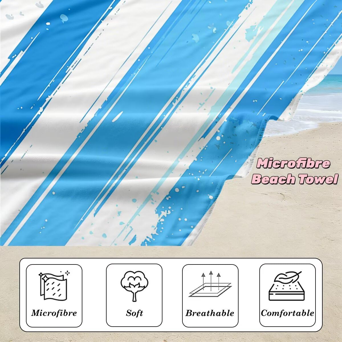 Ręcznik plażowy XXL, 100 x 220 cm, zestaw 2 szt., ręcznik plażowy z mikrofibry w stylu retro, szybkoschnący, do sauny, fitness, bez piasku, ręcznik plażowy, do sauny, duży ręcznik kąpielowy, prezent