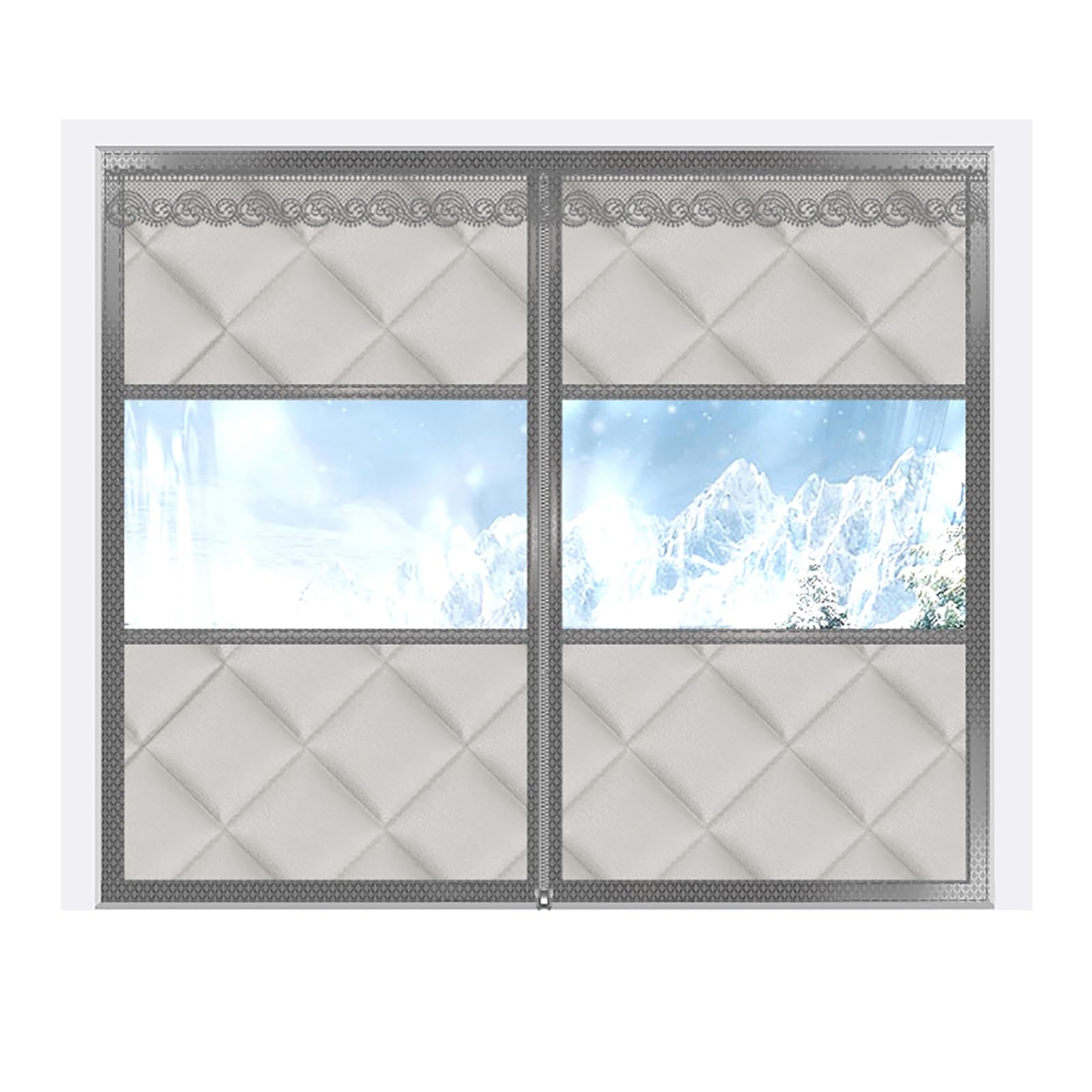 VFDVSWZSA door curtain, Soundproof and Windproof, Durable, with Zipper, Punch-free, Suitable for Bedrooms, Balconies, and Attics(Gray B,200 * 200cm/78.7 * 78.7in)