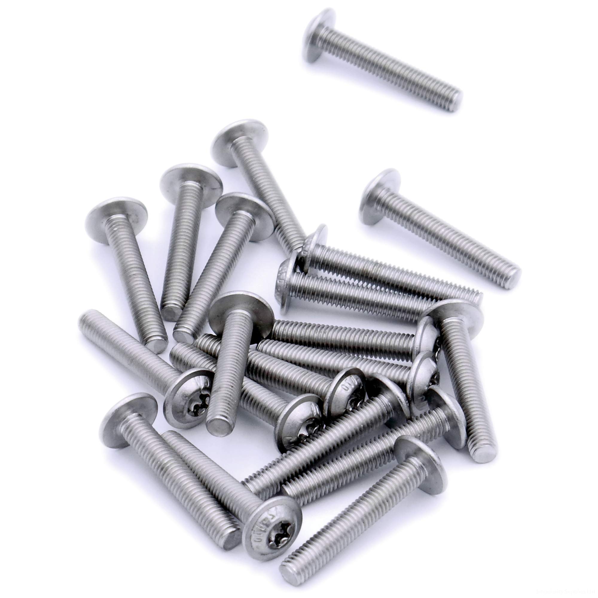 Singularity Supplies Silver M3 (3Mm X 22Mm) Flanged Tx Socket Button Machine Screw (Bolt) - Stainless Steel (A2) (Pack Of 20)