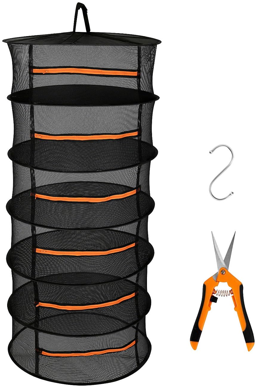 Royal Gardineer Kräuter-Trocknungsnetze: 2er-Set 6-lagige Netz-Hänge-Abtropfgestelle für Kräuter, 120 x 60cm (Netzgestell für, Trockengestelle)
