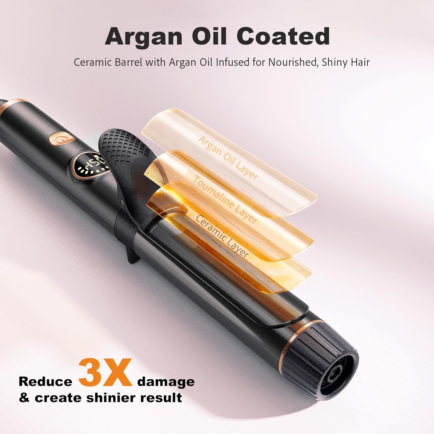 Mini Travel Curling Iron for Short Hair, 1 Inch Small Curling Iron with Dual Voltage, 5 Heat Settings, Temp Memory & Lock, Auto-Off, Ceramic Travel Curling Wand Infused Argan Oil (Rose Gold) - Image 6