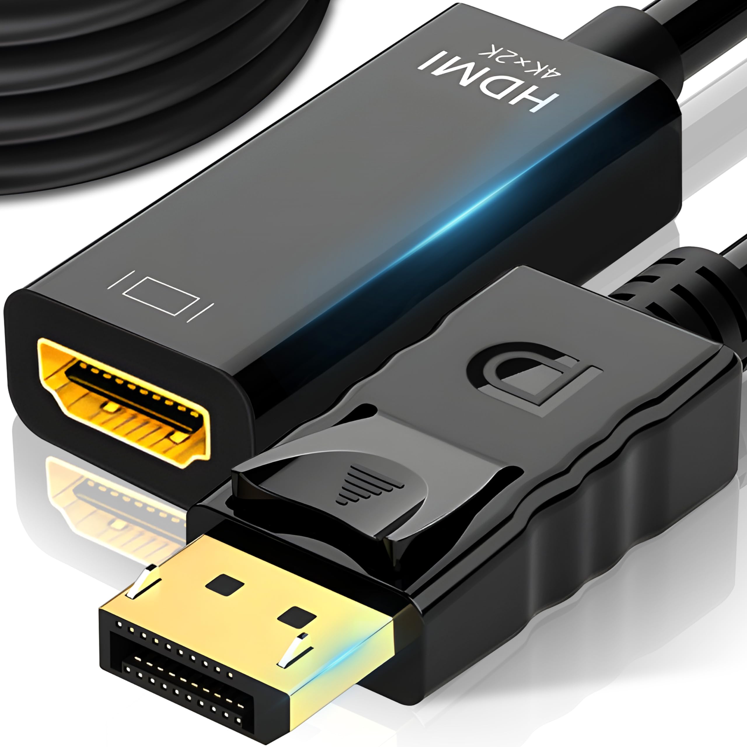 Retoo DisplayPort na adapter HDMI, Mini Display Port na konwerter do gniazda kompatybilny z HDTV, monitorem, projektorem, komputerem stacjonarnym, Surface, Minidisplayport Thunderbolt, 24,5 cm, czarny