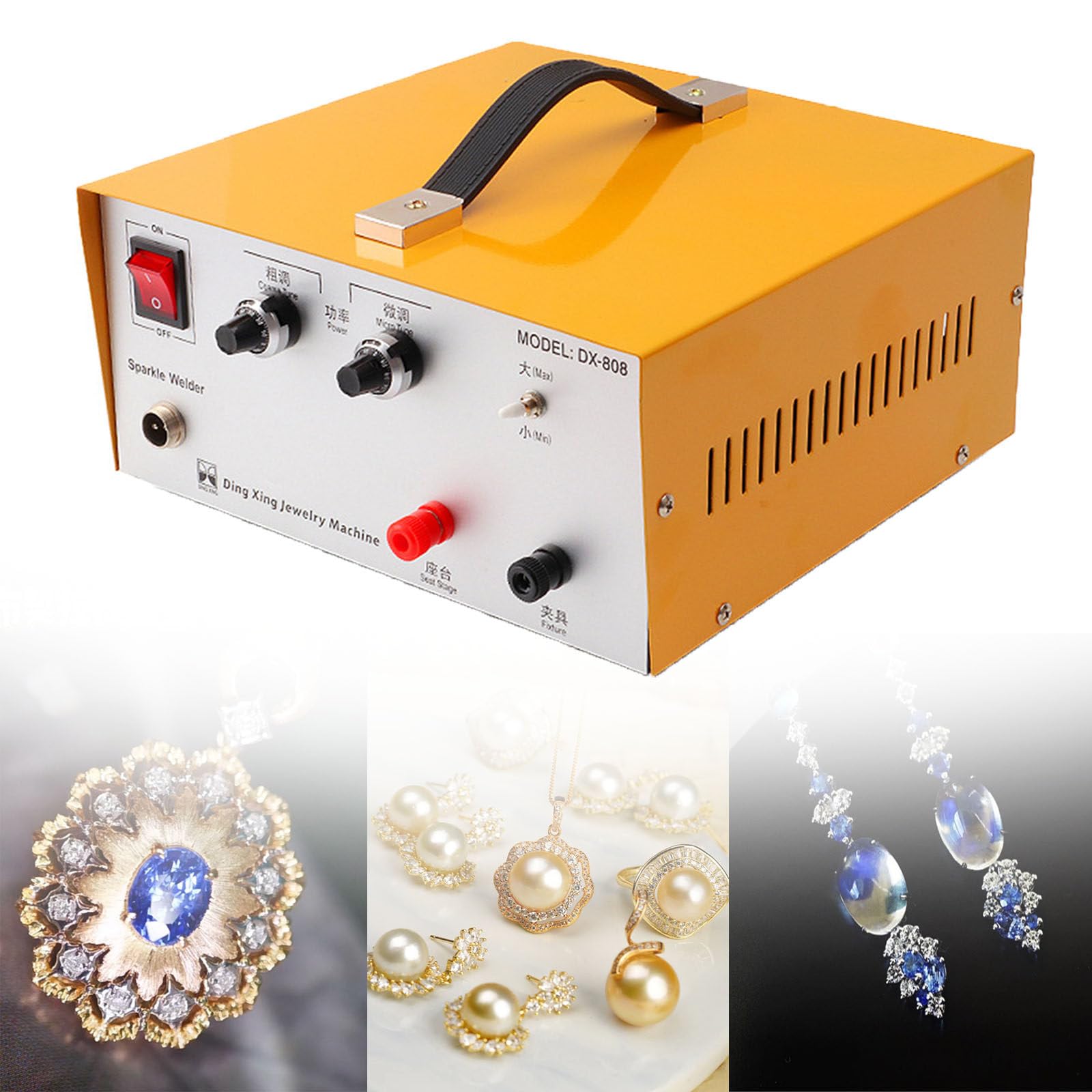 Sunseota 110V 600W Jewelry Spot Welder Gold Silver Spot Welder 80A Dx-808 Pulse Spot Welder Jewelry Welding Machine Tool Electric Soldering Machine Ring Sparkle Welder,