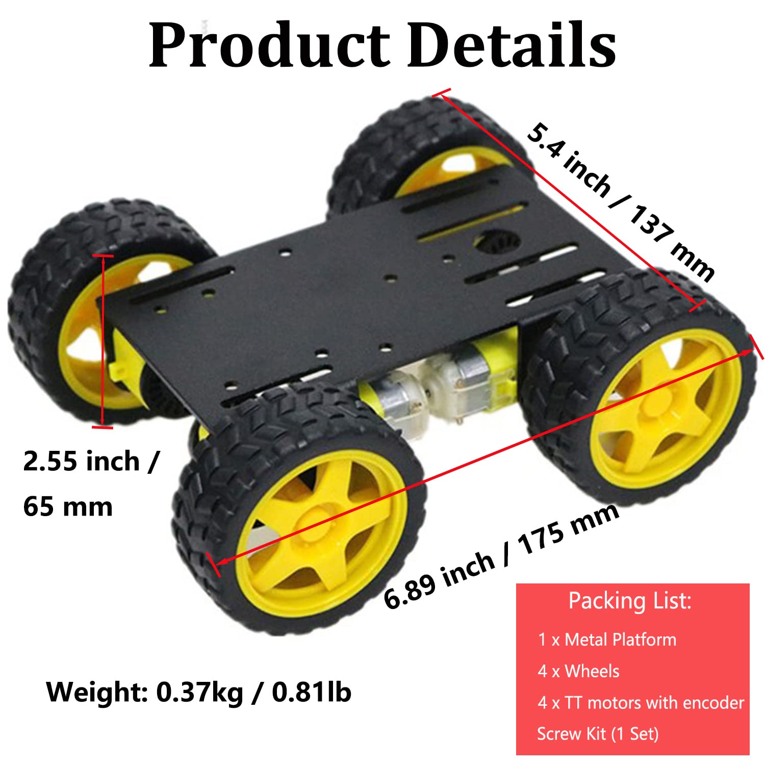Snapklik.com : Professional 4WD Robot Smart Car Chassis Kit C101