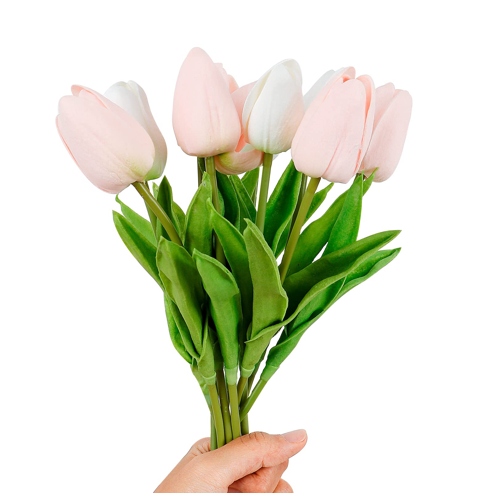 Iriisy Artificial Tulips Flowers Real Touch PU Tulip Interior Decoration 10pcs Arrangement Bouquet Tulip Fake Flower for Bedroom, Living Room, Dining Room, Study, Office, Garden, Party, Wedding