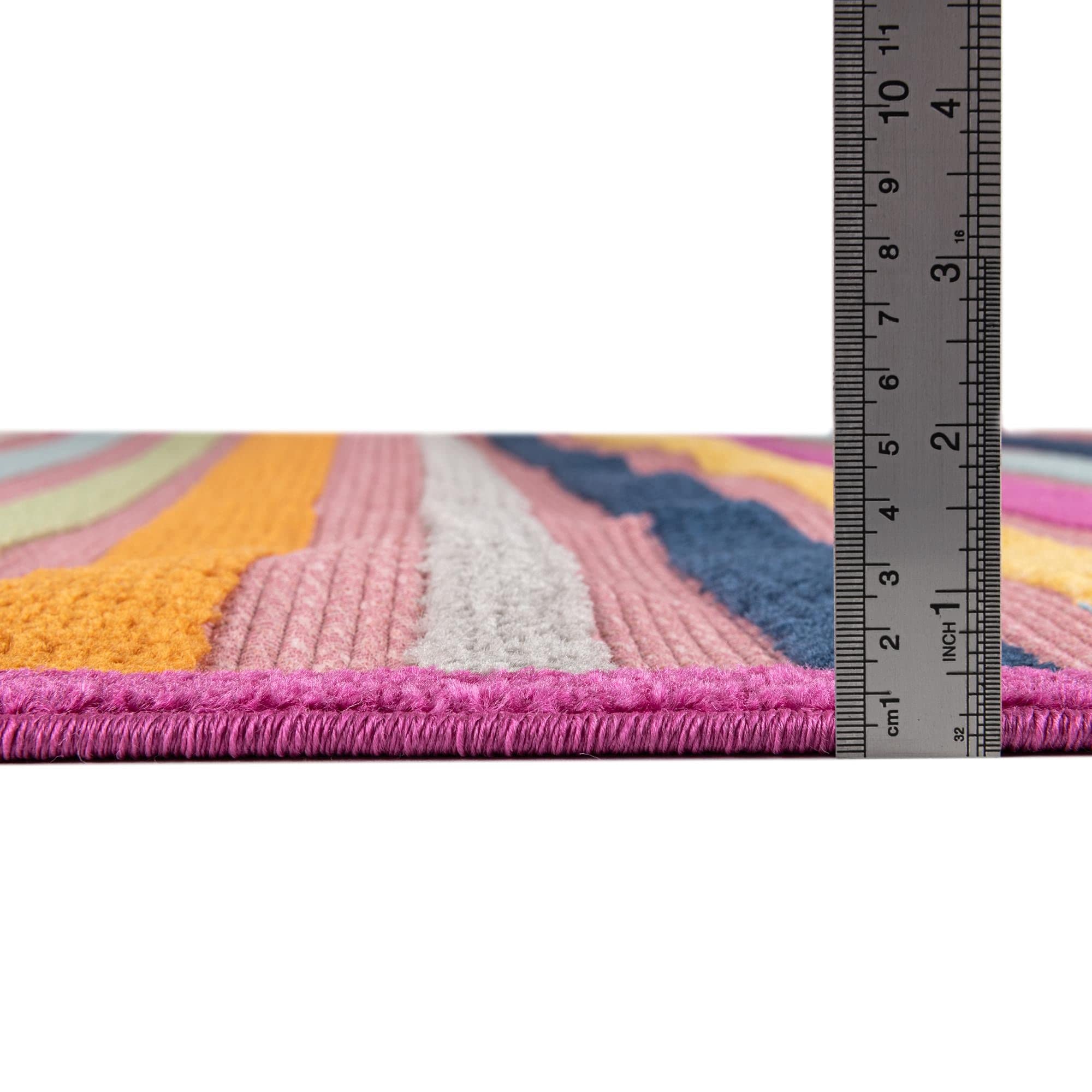 Rugs.com Aruba Outdoor Collection Rug – 3 Ft Round Pink Low-Pile Rug Perfect for Any Outdoor Space, Kitchens, Dining Rooms