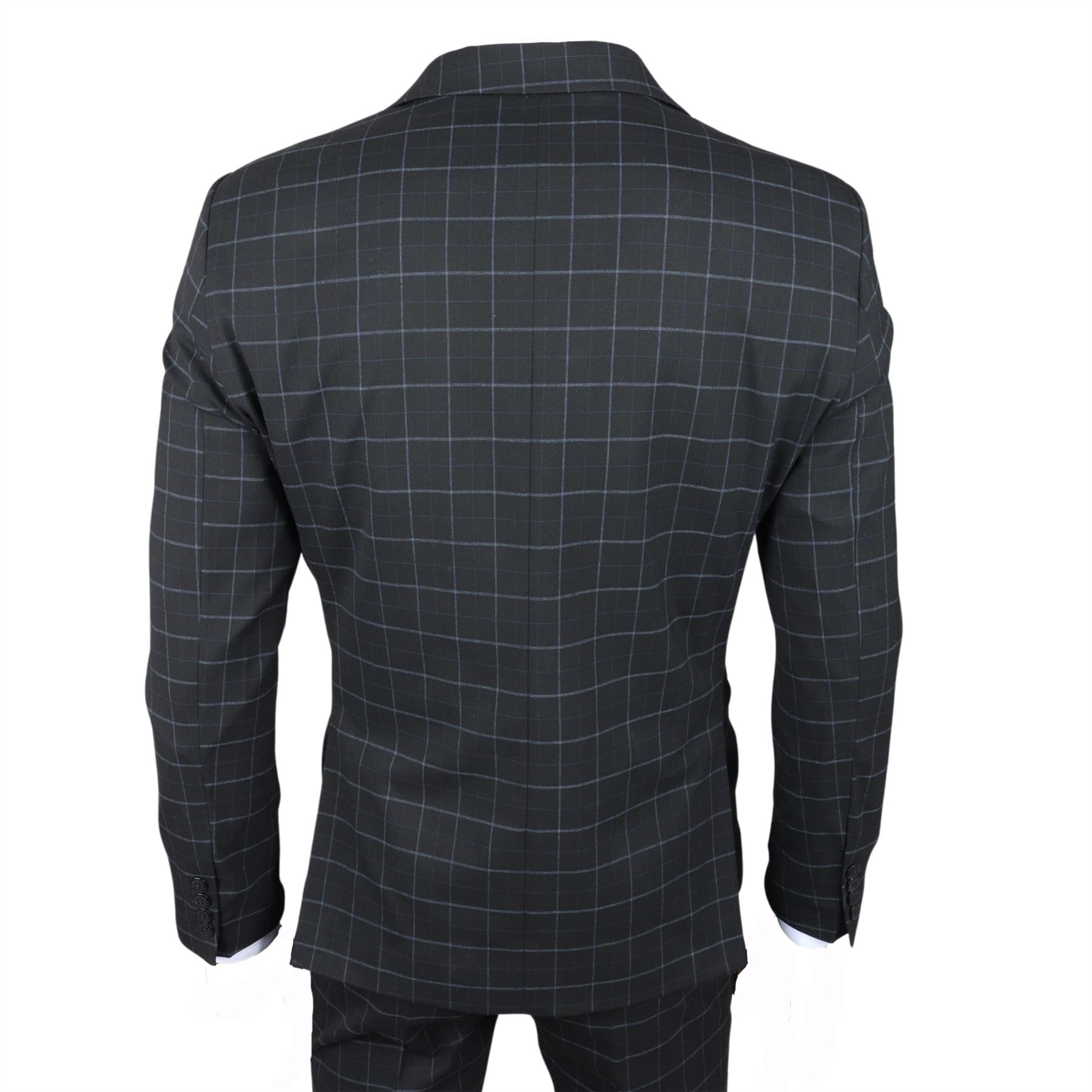 TruClothing.com Herrenanzug Schwarz kariert Tailored Fit 3 Teilig Formelles Kleid