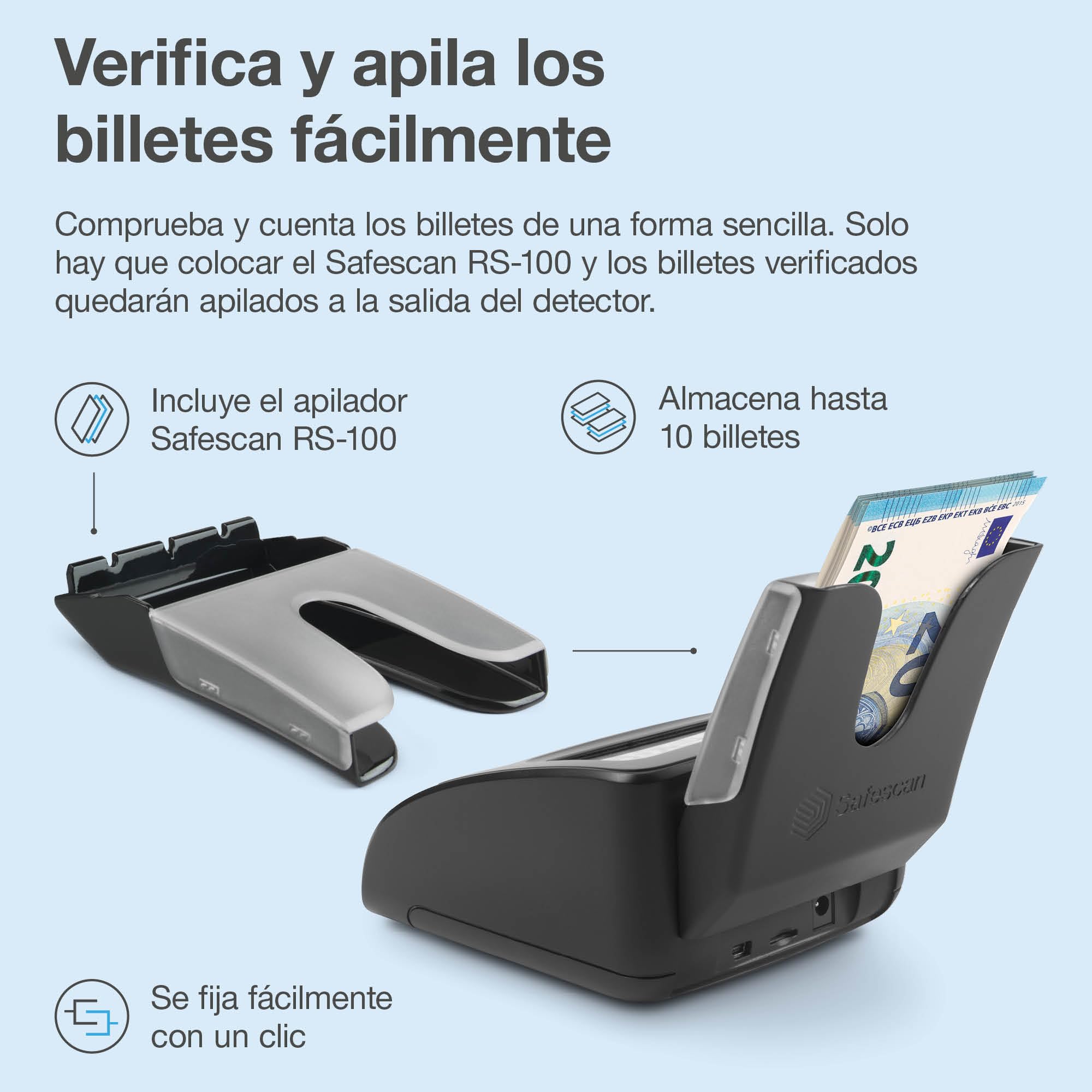 Detector de billetes falsos portátil Safescan 155-S completo para verificar rápidamente billetes - Detector billetes falsos con 7 puntos de detección - Detector de billetes falsos 100% fiable