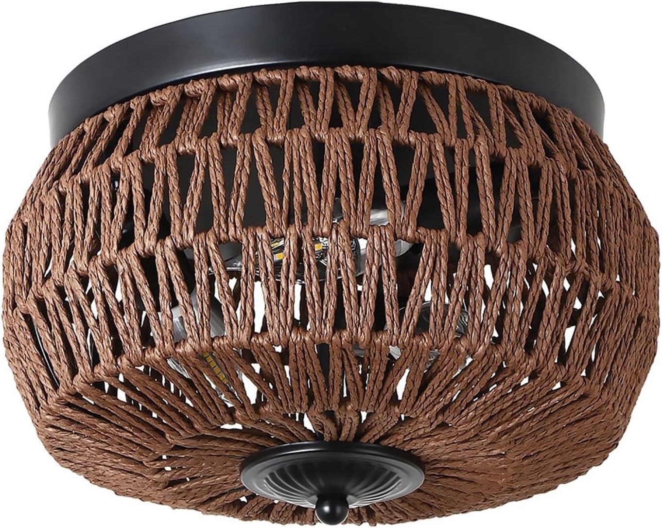 LYMSXAZOU Hummingbird Boho Light Fixture Ceiling, Farmhouse Chandelier Ceiling 3 Fixtures Rattan Semi Flush Mount Light,Hanging