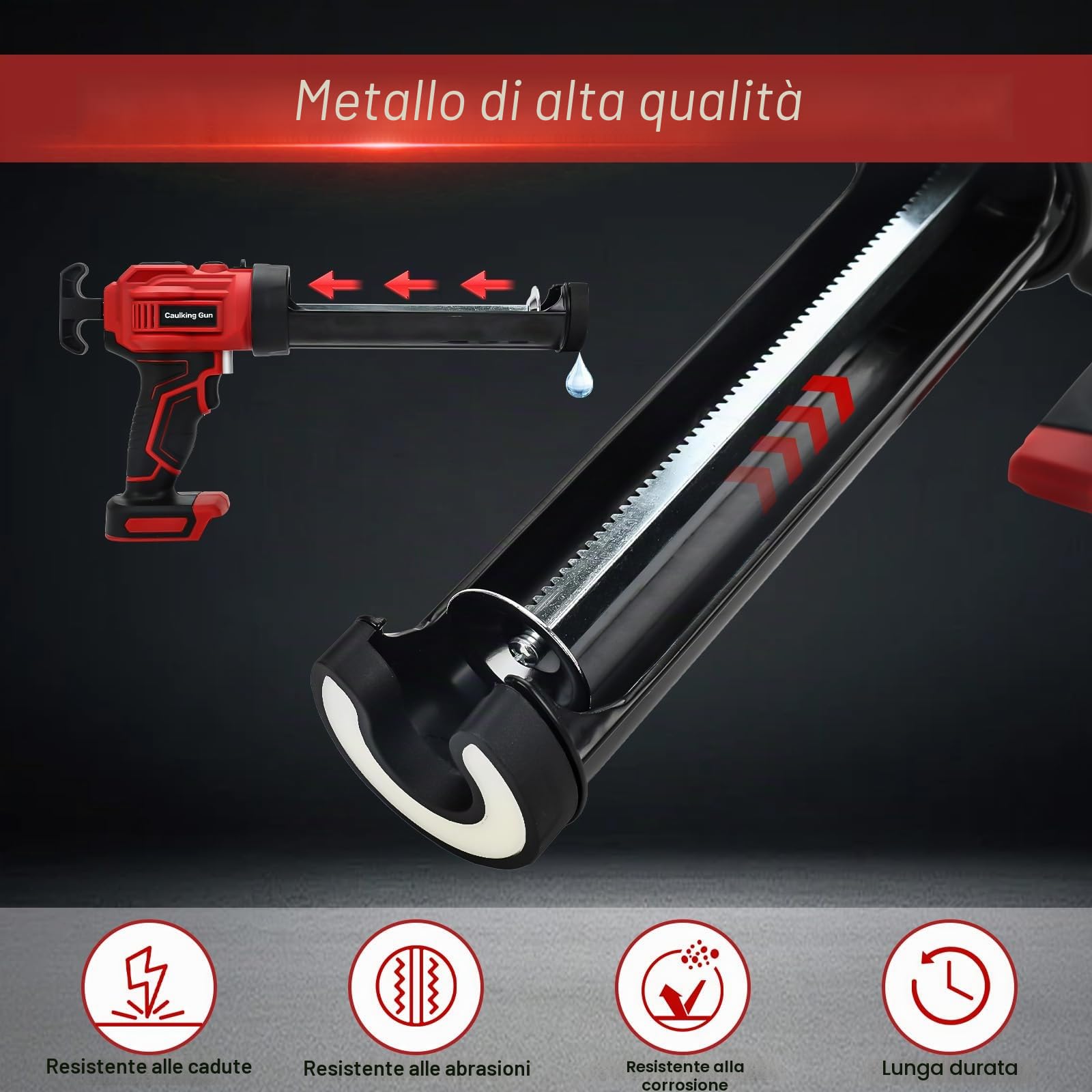 Pressa per cartucce a batteria, compatibile con batteria Makita da 18 V, pistola elettrica con 4 velocità e luce LED, 10 oz/300 ml, pistola in silicone per sigillatura, spatole (senza batteria)