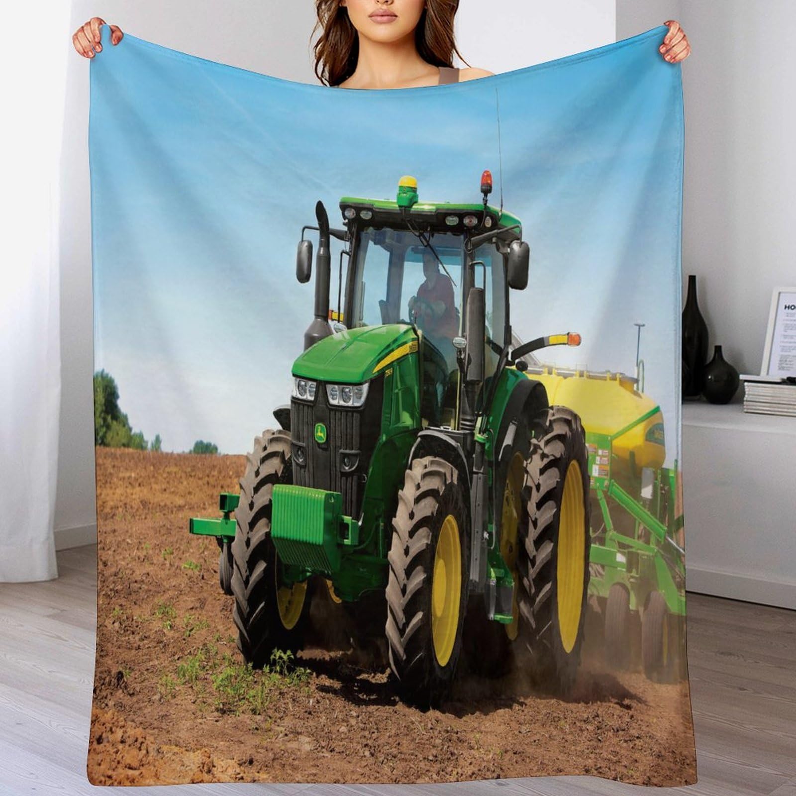 Manta de franela de tractor que soluciona el frío en el sofá durante todo el año