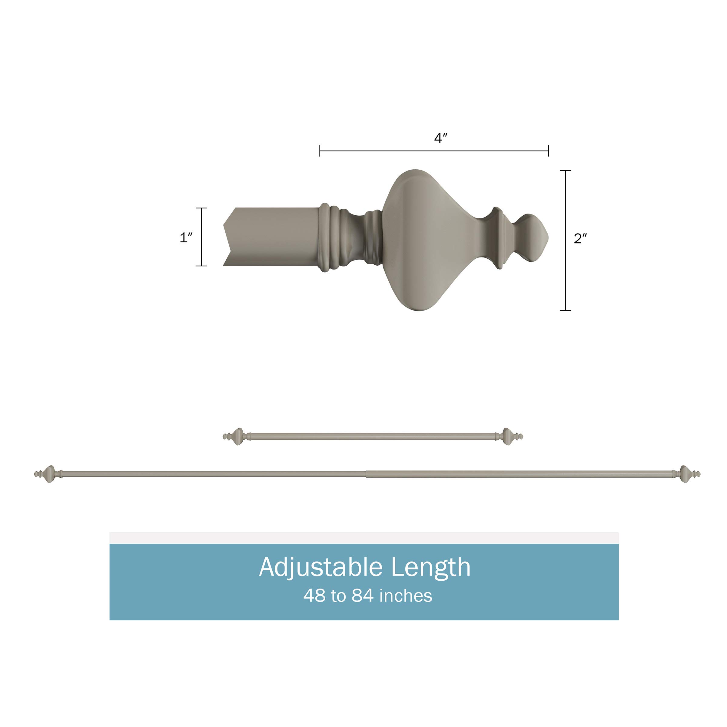 Tringle à Rideau Torsadée Lavish Home - Ajustable 122-213 Cm, Finition Cuivre Antique - Acier Et Aluminium