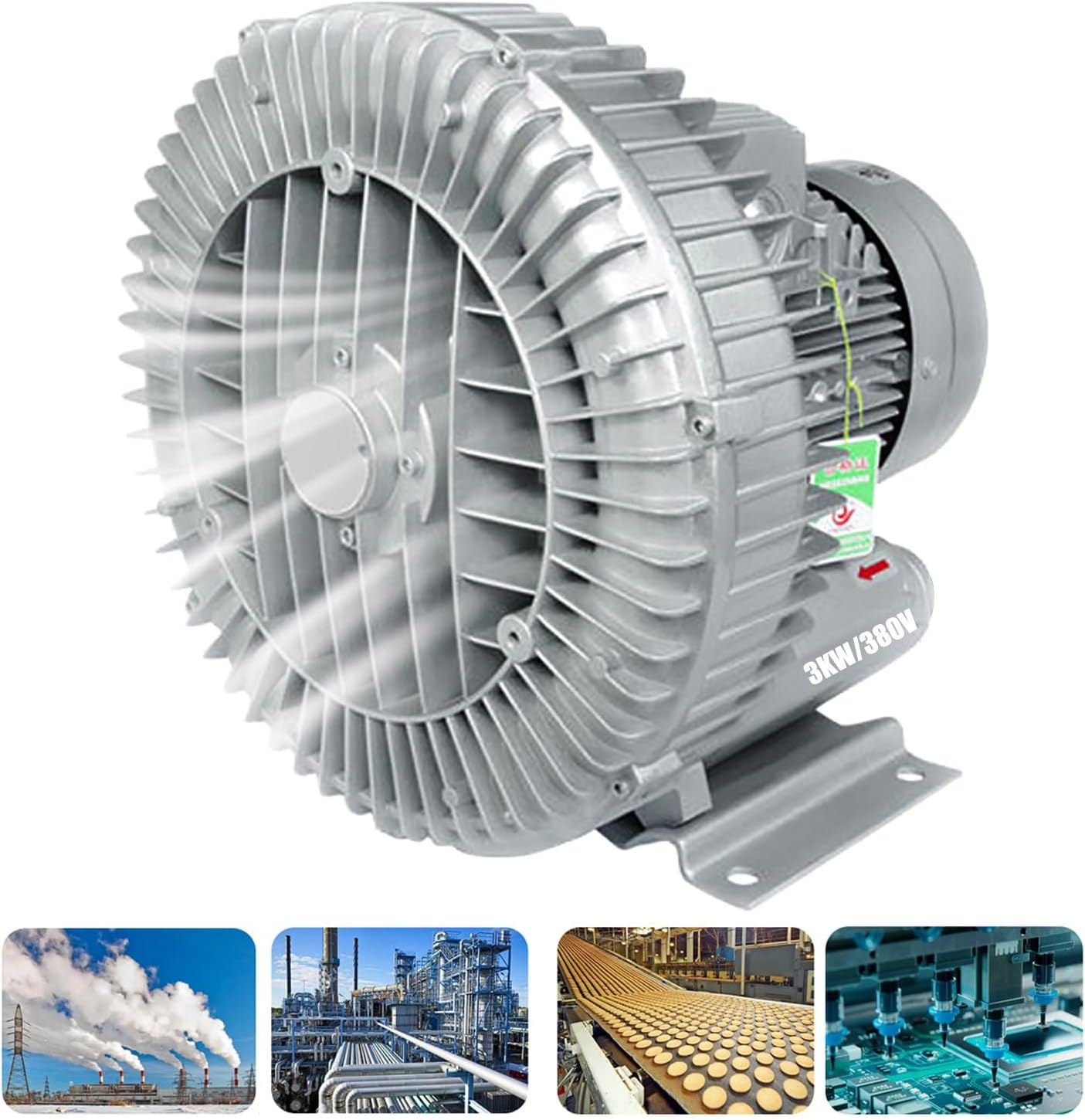 Multifunctional Industrial Regenerative Blower 220V/380V 750W 1.1KW 1.5KW 2.2KW 3KW Blowing And Suction Dual-Purpose, Industrial Dust Removal And Vacuuming, Sewage Aeration,3KW/380V