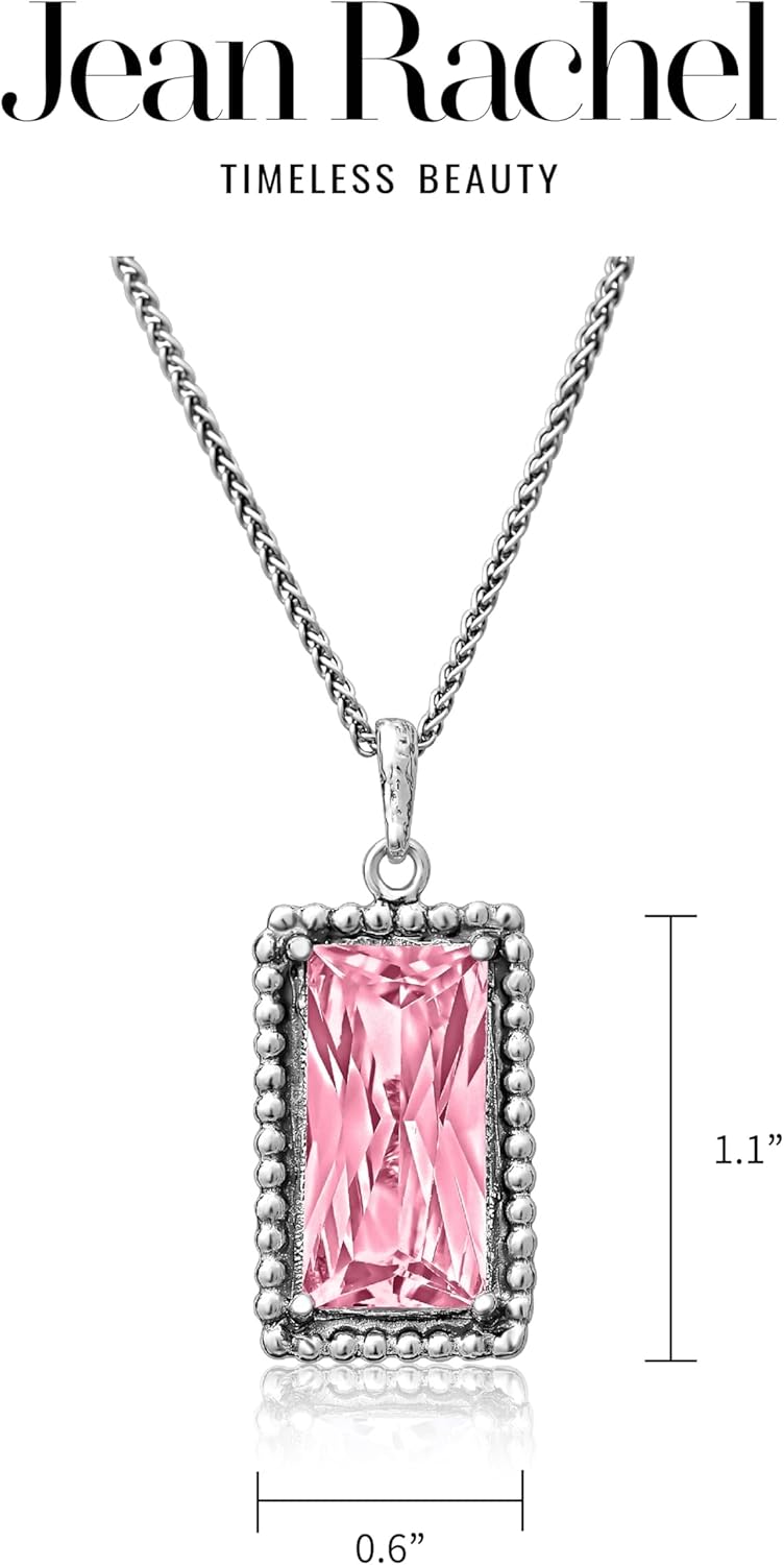 JEAN RACHEL JEWELRY 925 Sterling Silver Necklace for Women - Baguette with Cubic Zirconia Vintage Design - Hypoallergenic, Lead & Nickel Free - Artisan Handcrafted Statement Necklace - Image 6