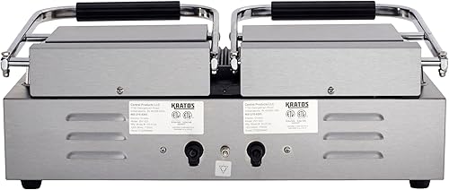 Miniatura 5 de Kratos 29Y-023 Parrilla comercial Panini Sandwich con placas ranuradas, superficie de cocción de 18.7 "x 9", 120 V