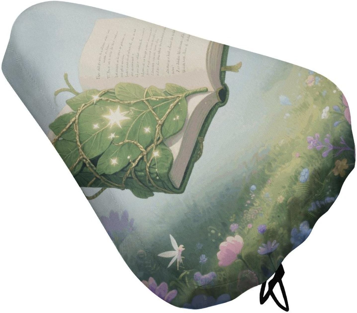 Fantasy Books Padded Bike Seat Cover with Drawstring and Spring Buckle, Waterproof Bicycle Seat Cushion Extra Wide, Soft Comfort Bicycle Saddle for Mountain Exercise Road Bikes