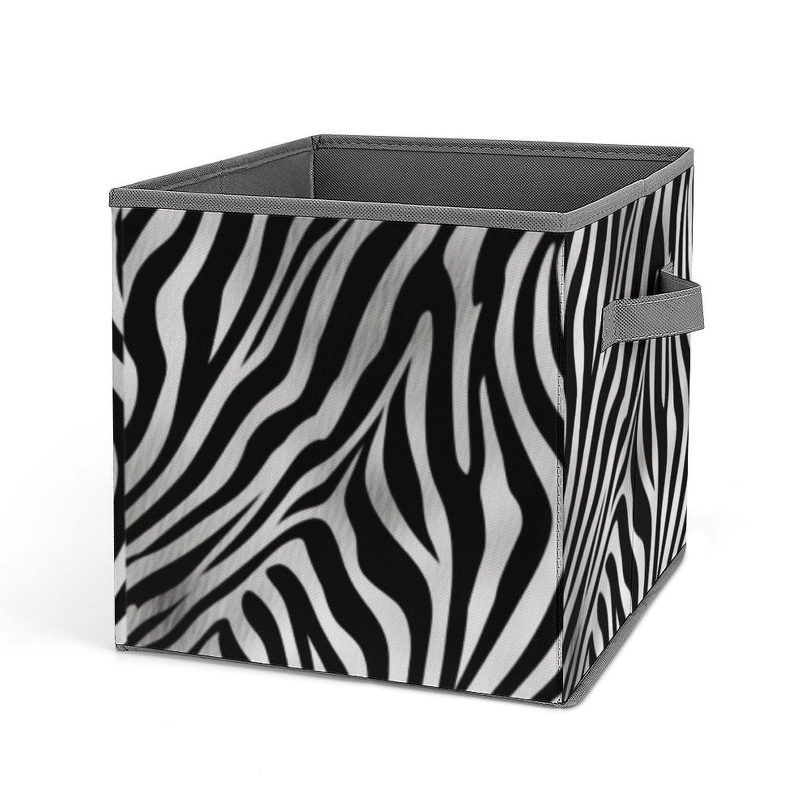 JTREHY Zebra Print Printed Foldable Storage Box, 10.6 Inches Fabric Storage Box for Wardrobe, Bedroom, Utility Room