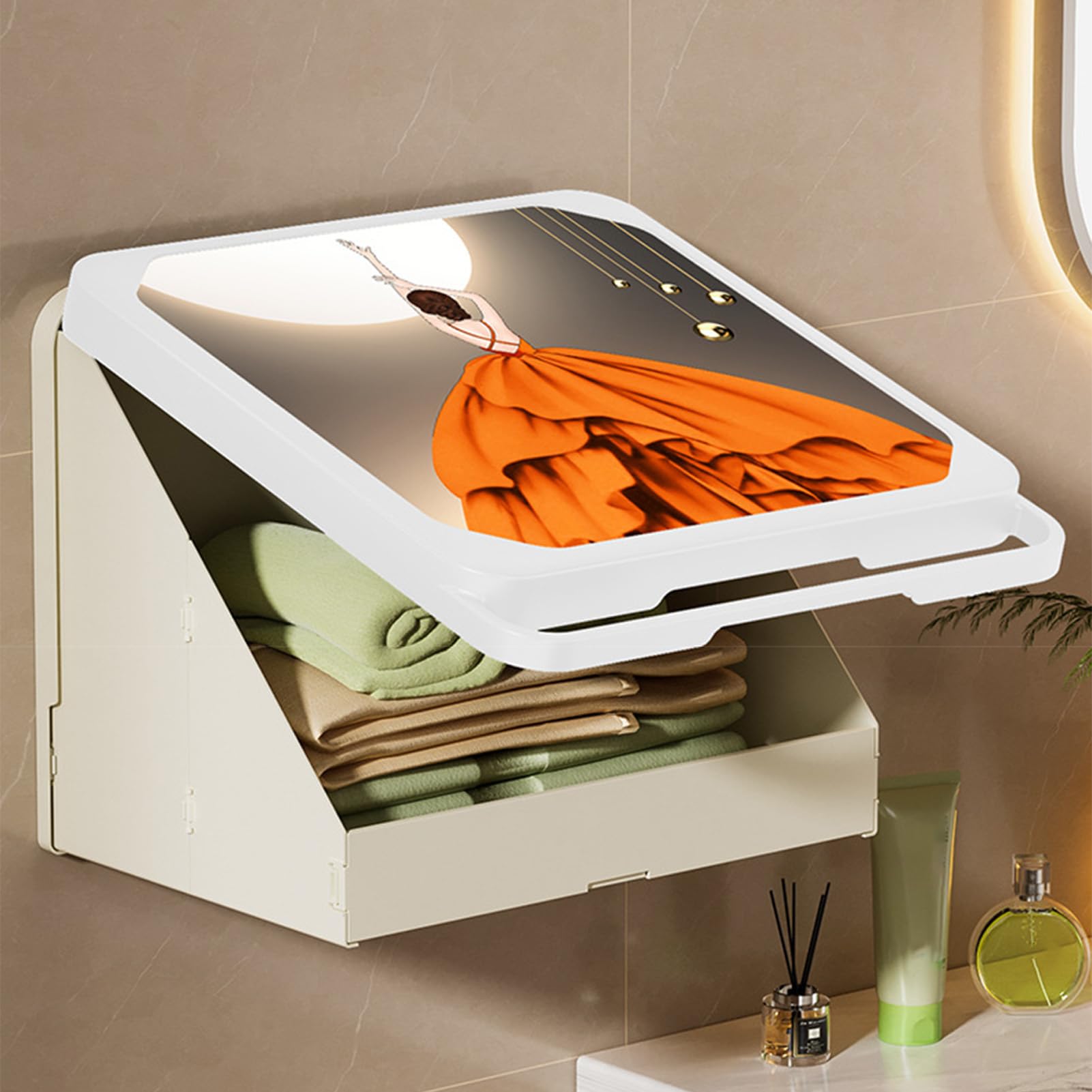 Organizer Pieghevole Murale per Bagno Porta Abiti Da Parete, Ripiani A | Contenitore Pieghevole Per Bagno, Doccia, Zona WC, Lavanderia, Bagno, Lavanderia,