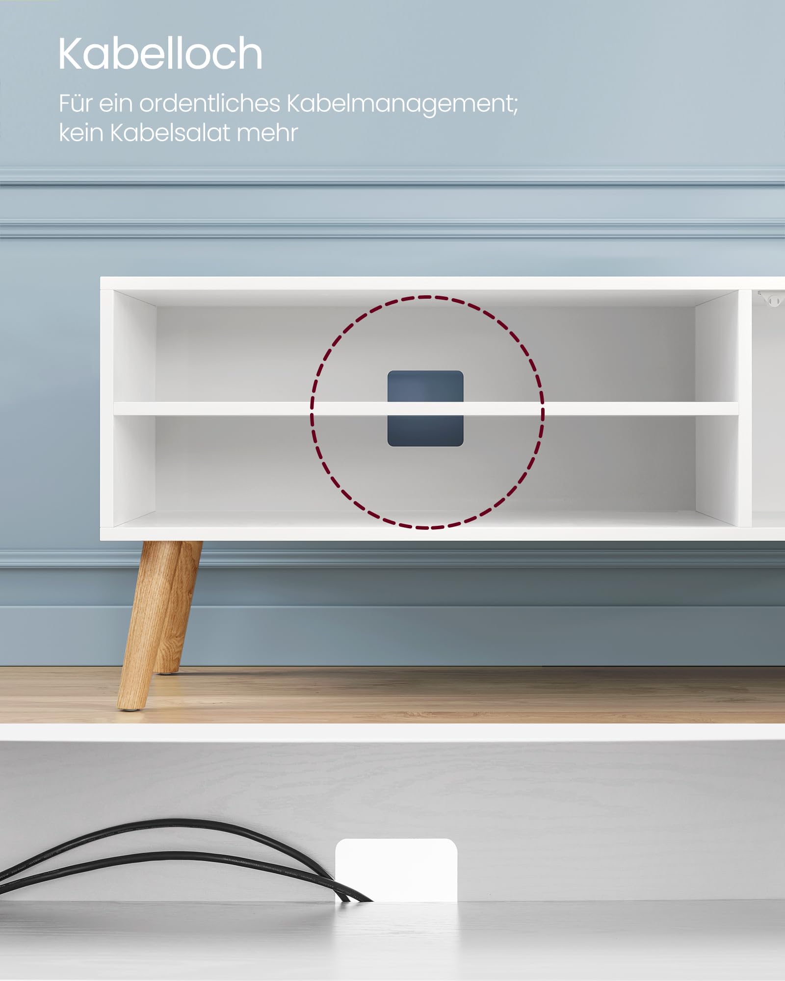 VASAGLE TV-Schrank, Lowboard, Fernsehschrank für Fernseher bis zu 55 Zoll, 120 cm lang, Fernsehtisch, für Wohnzimmer, modern, Weiß LTV120T46