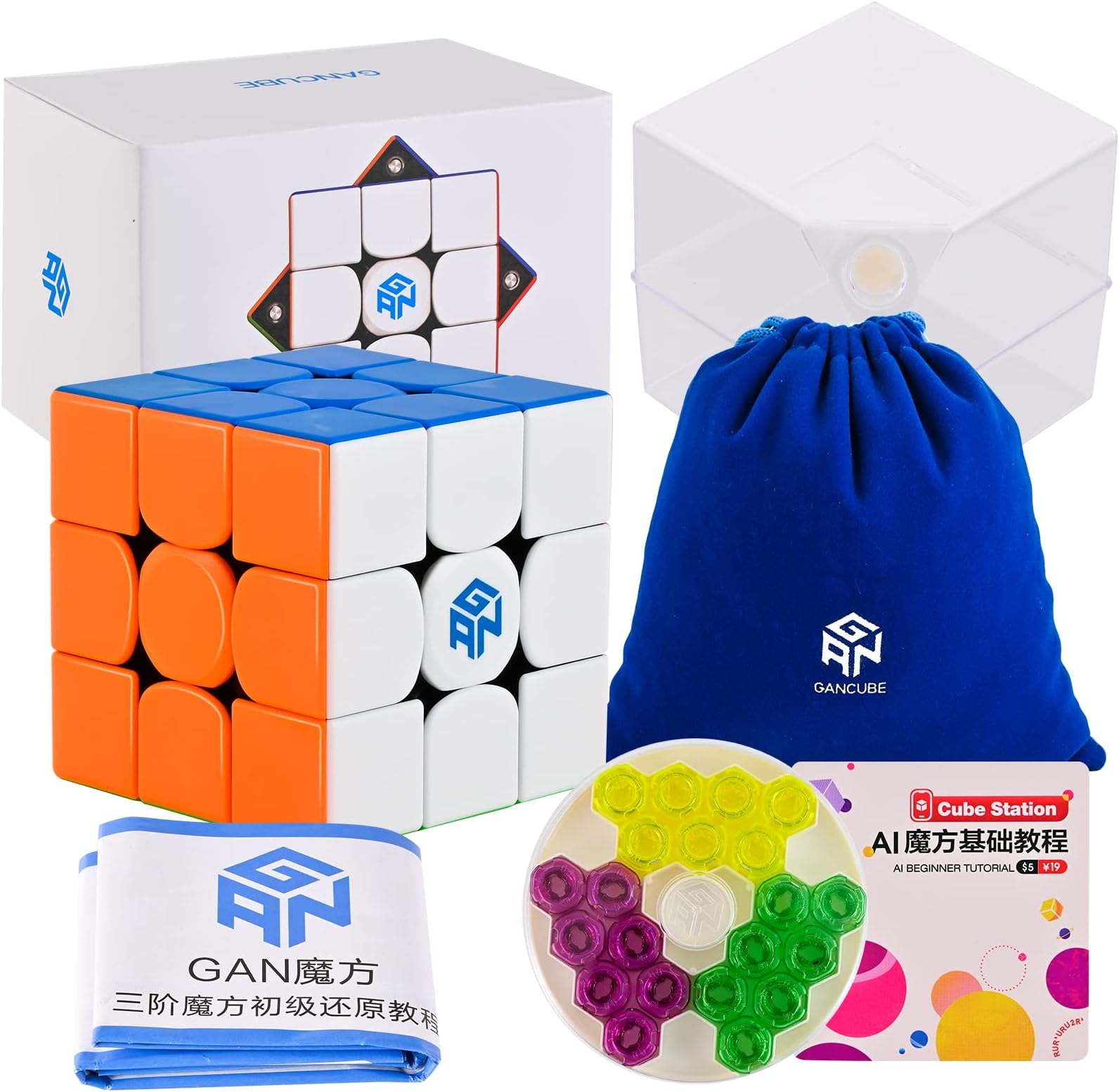 Gan 356 M Speed Cube 3x3 Stickerless Puzzle Cube Gan 356M 3x3x3 Magnetic Magic Cube (Standard Version)